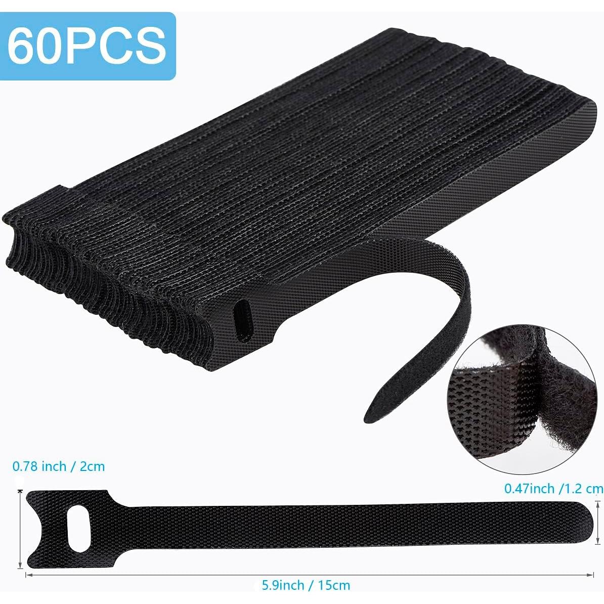 60 Bridas Reutilizables Nettbe 15,24 cm Organizador de Cables