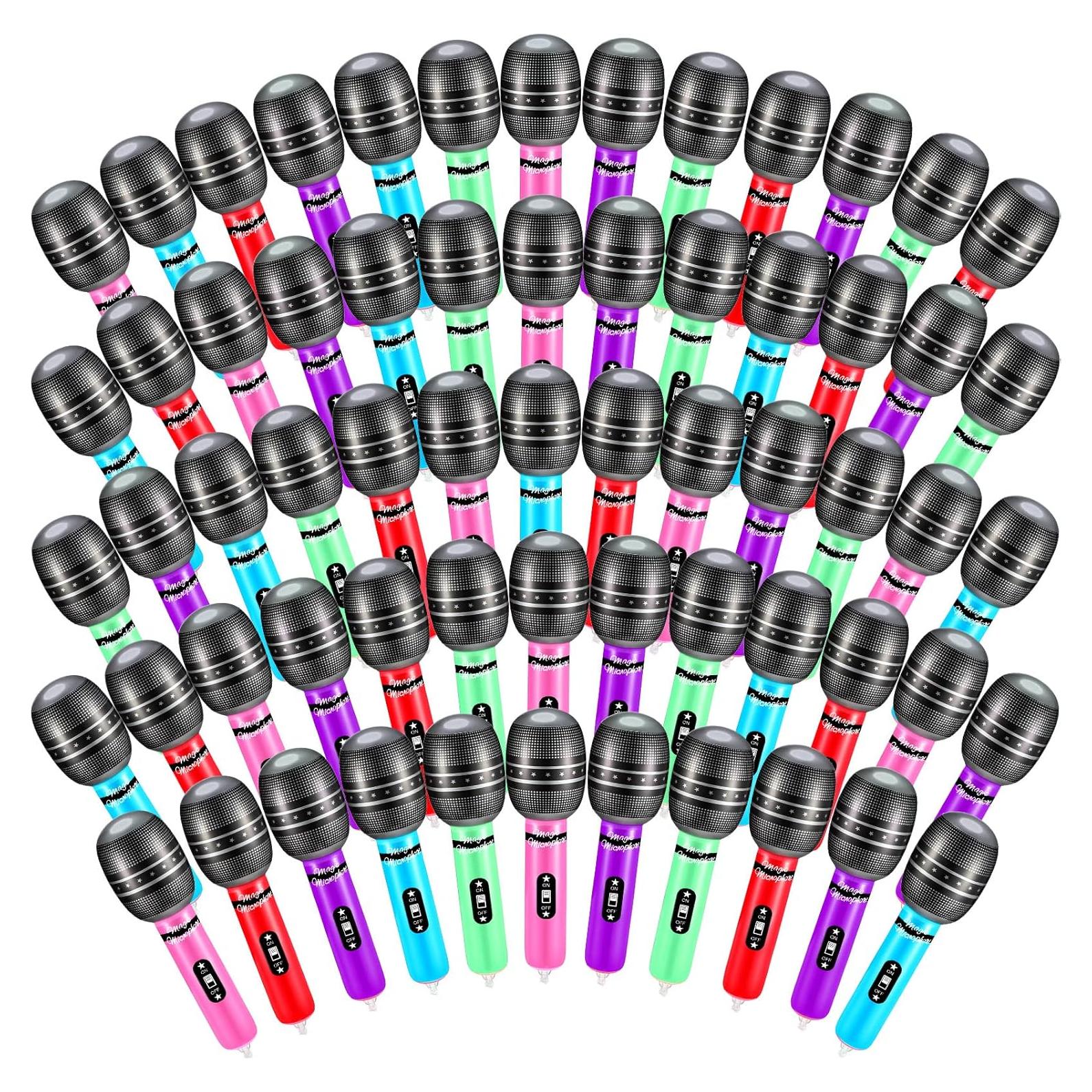 60 Piezas Micrófonos Inflables Zhanmai 25 cm Colores Variados