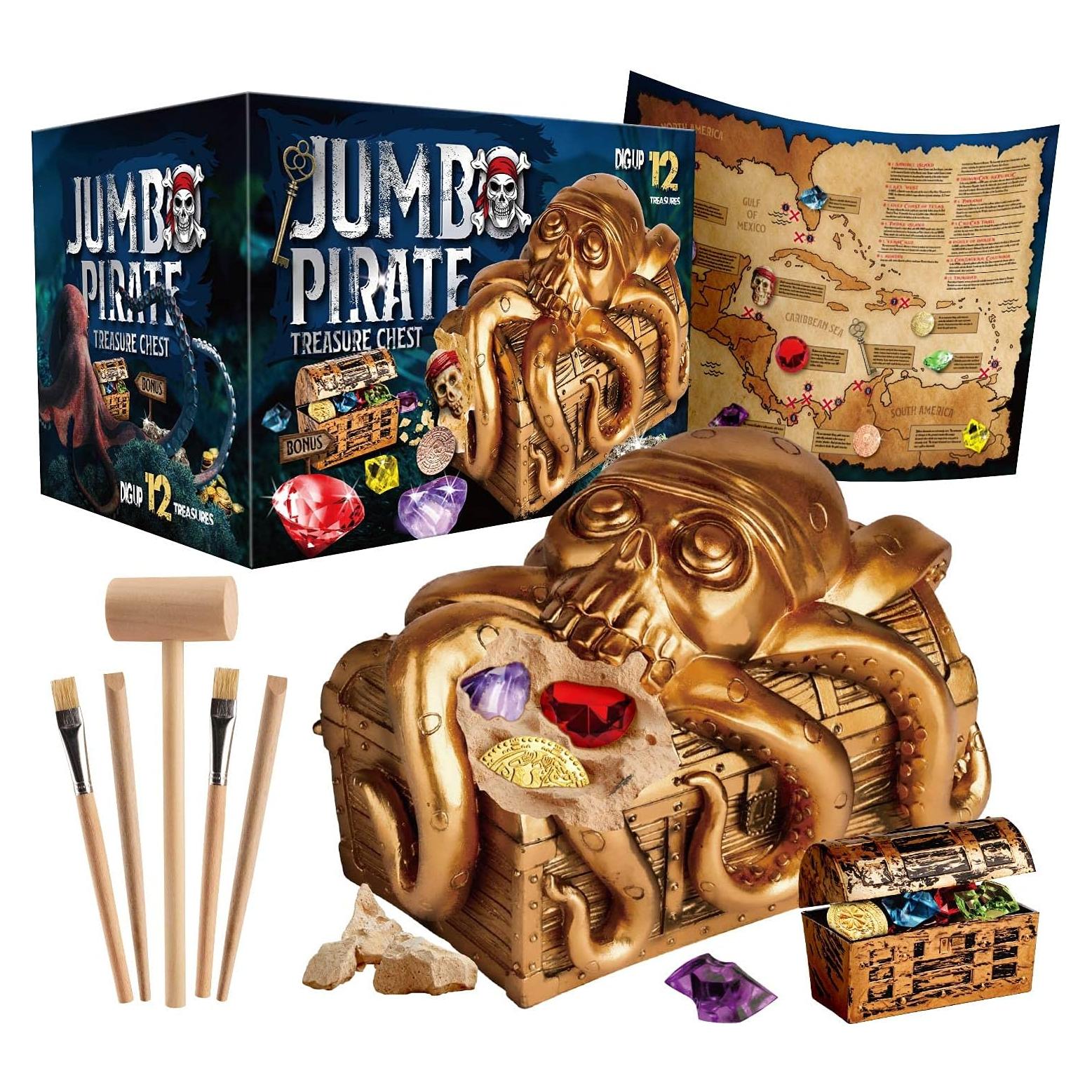 Kit de Excavación Pirata Jumbo XXTOYS - 12 Tesoros y Cofre