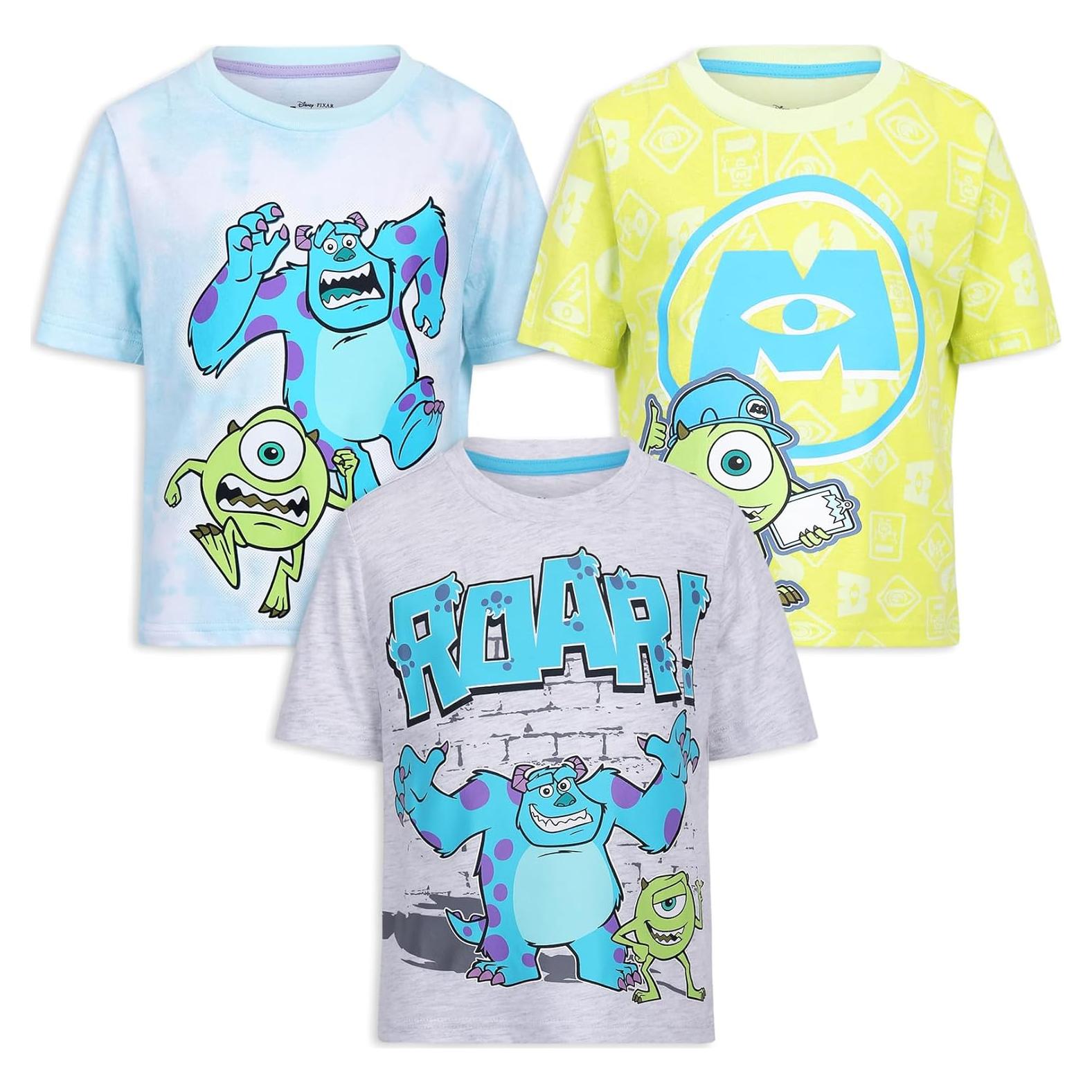 Camisetas Disney Monsters Inc 3 Piezas Niños 2T a 7