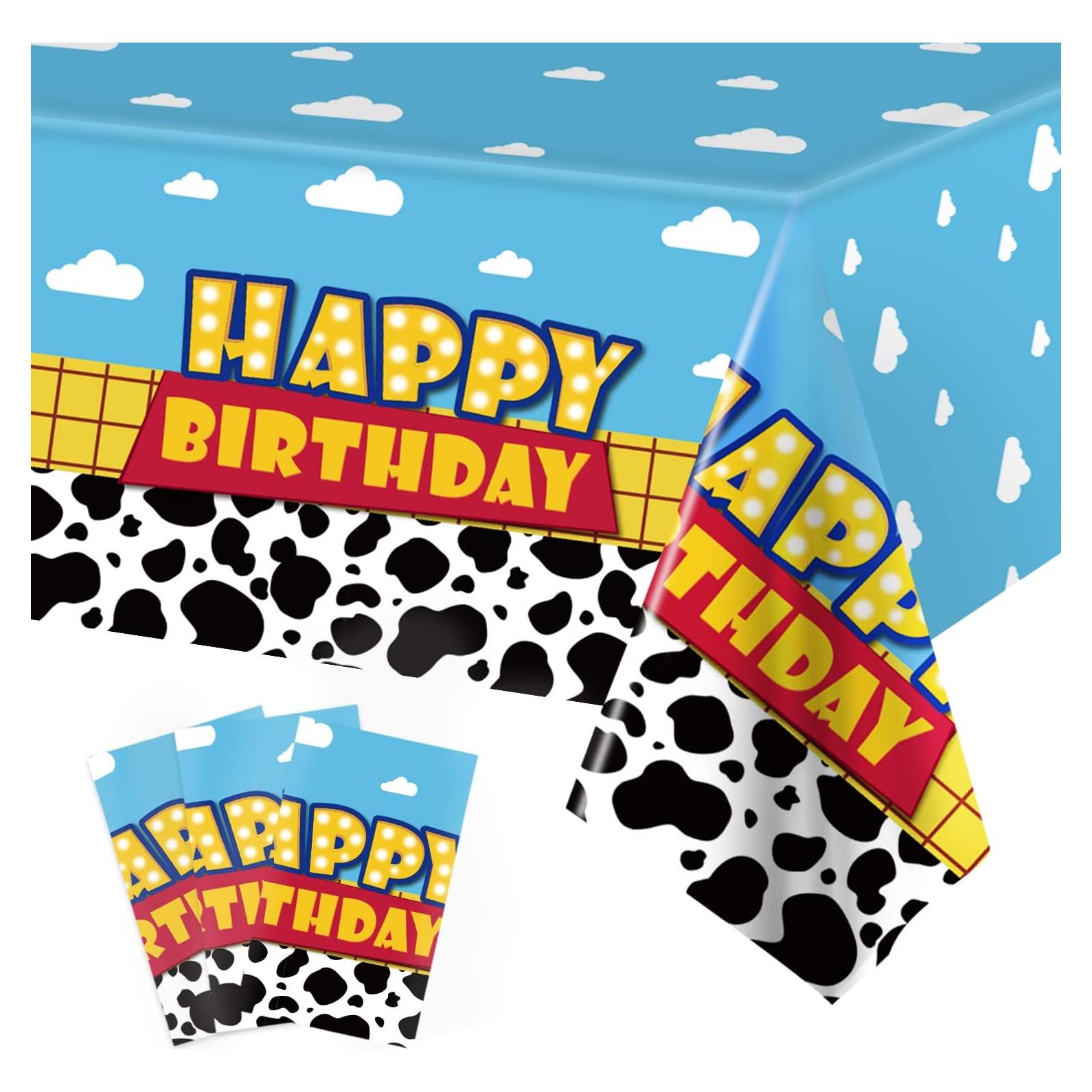 Manteles de Cumpleaños Ragnhild Patrón Vaca 137x274 cm - Paquete de 3