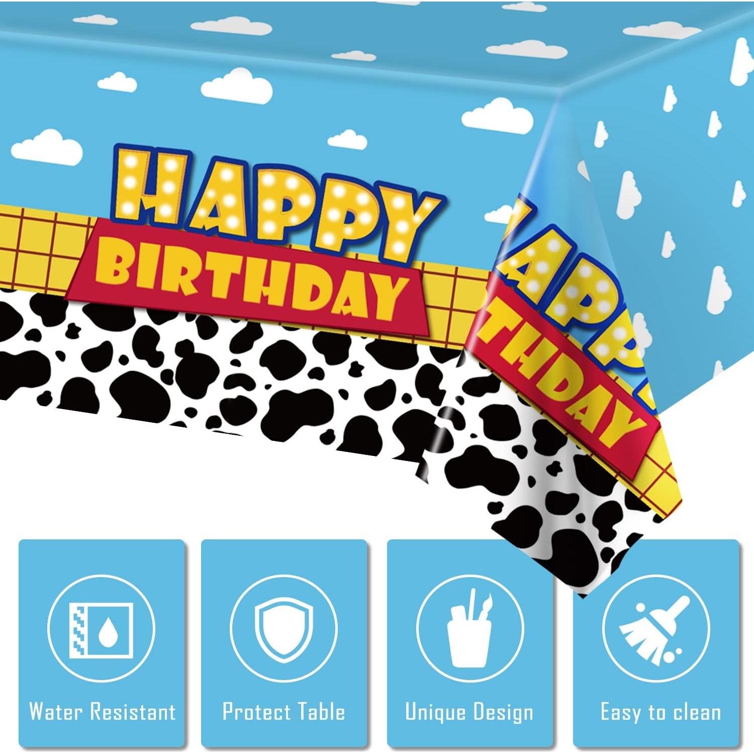 Manteles de Cumpleaños Ragnhild Patrón Vaca 137x274 cm - Paquete de 3