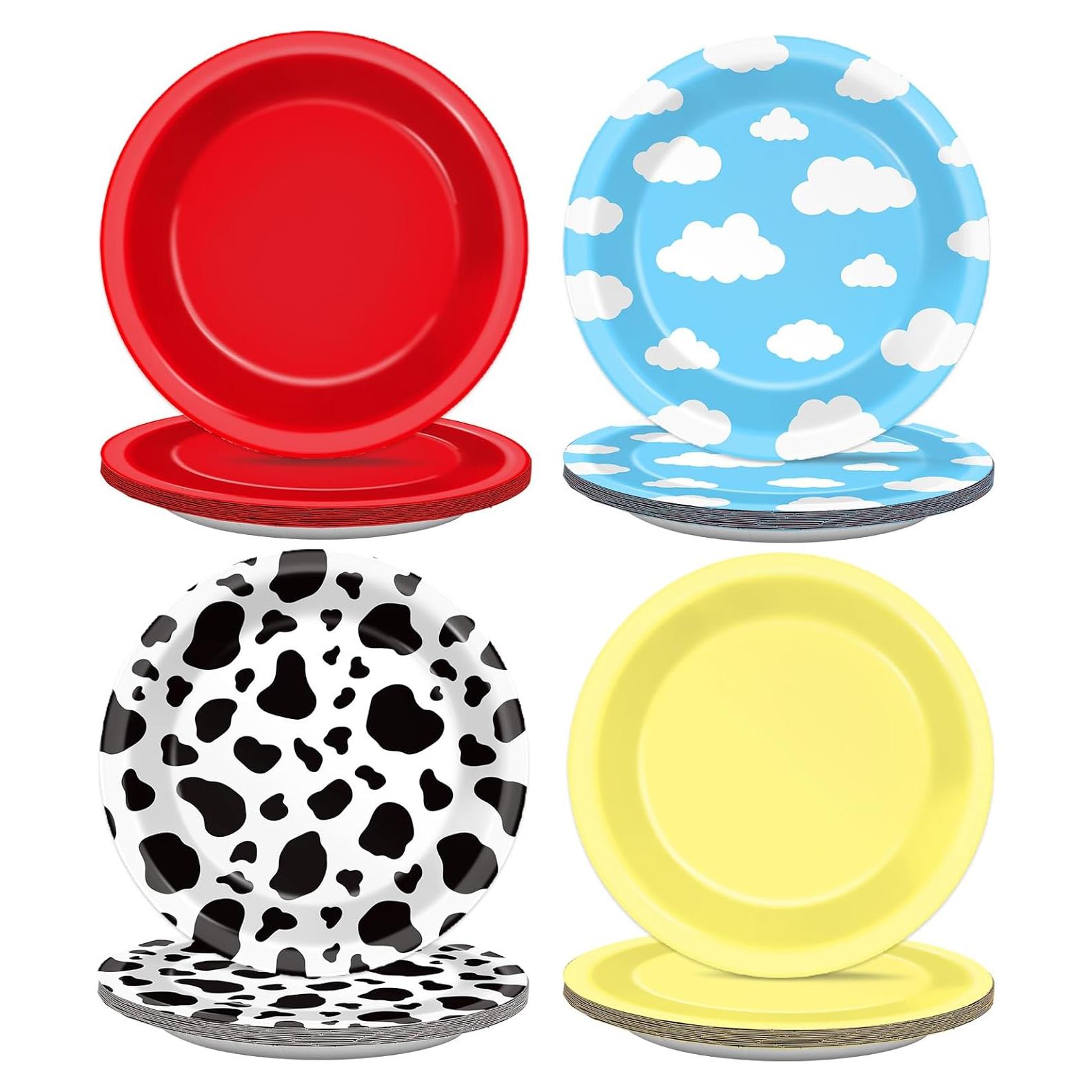 48 Platos de Papel Desechables CHUNNIN Estampado de Vaca 17.78 cm