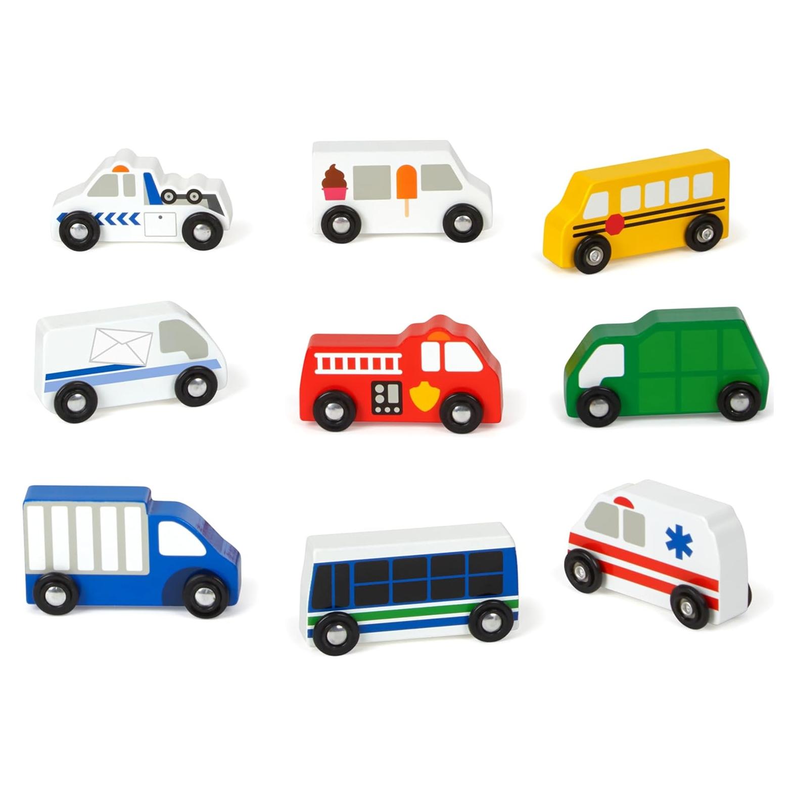 Juego de Vehículos de Madera Melissa & Doug - 9 Piezas