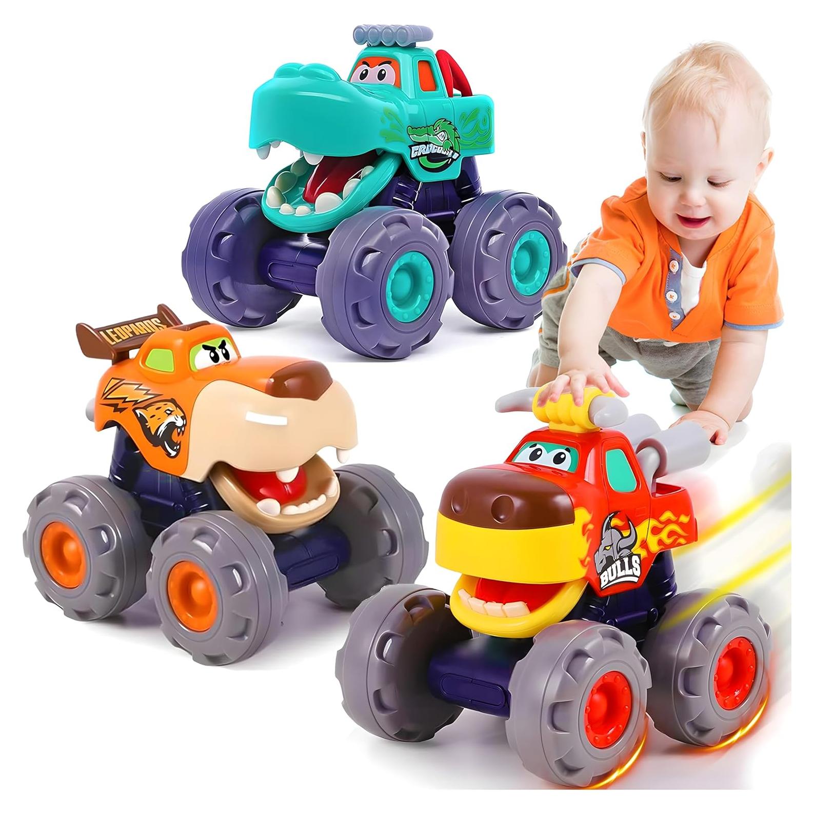 Coches de Juguete MOONTOY 3 Camiones Monstruo para Niños 1-3 Años