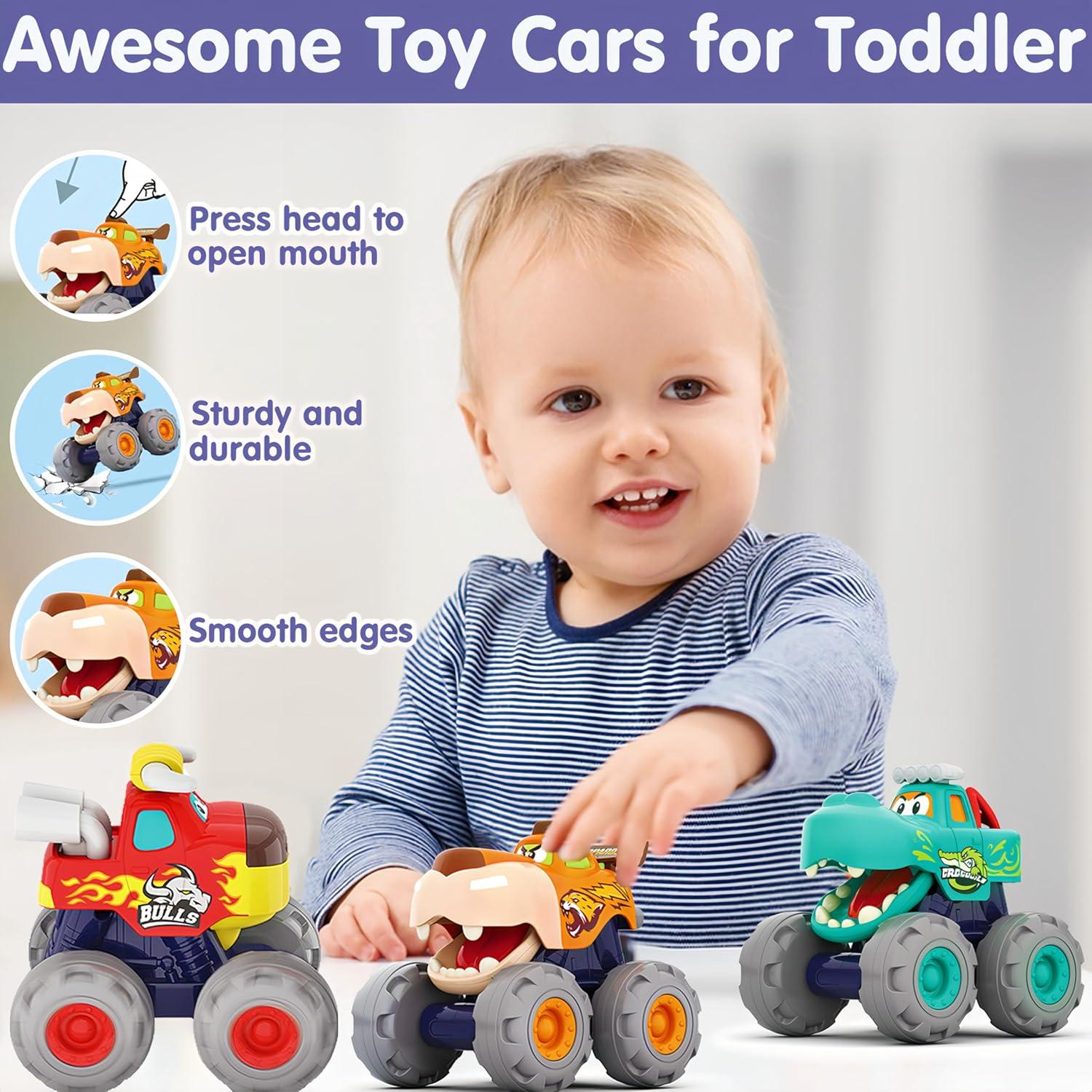 Coches de Juguete MOONTOY 3 Camiones Monstruo para Niños 1-3 Años