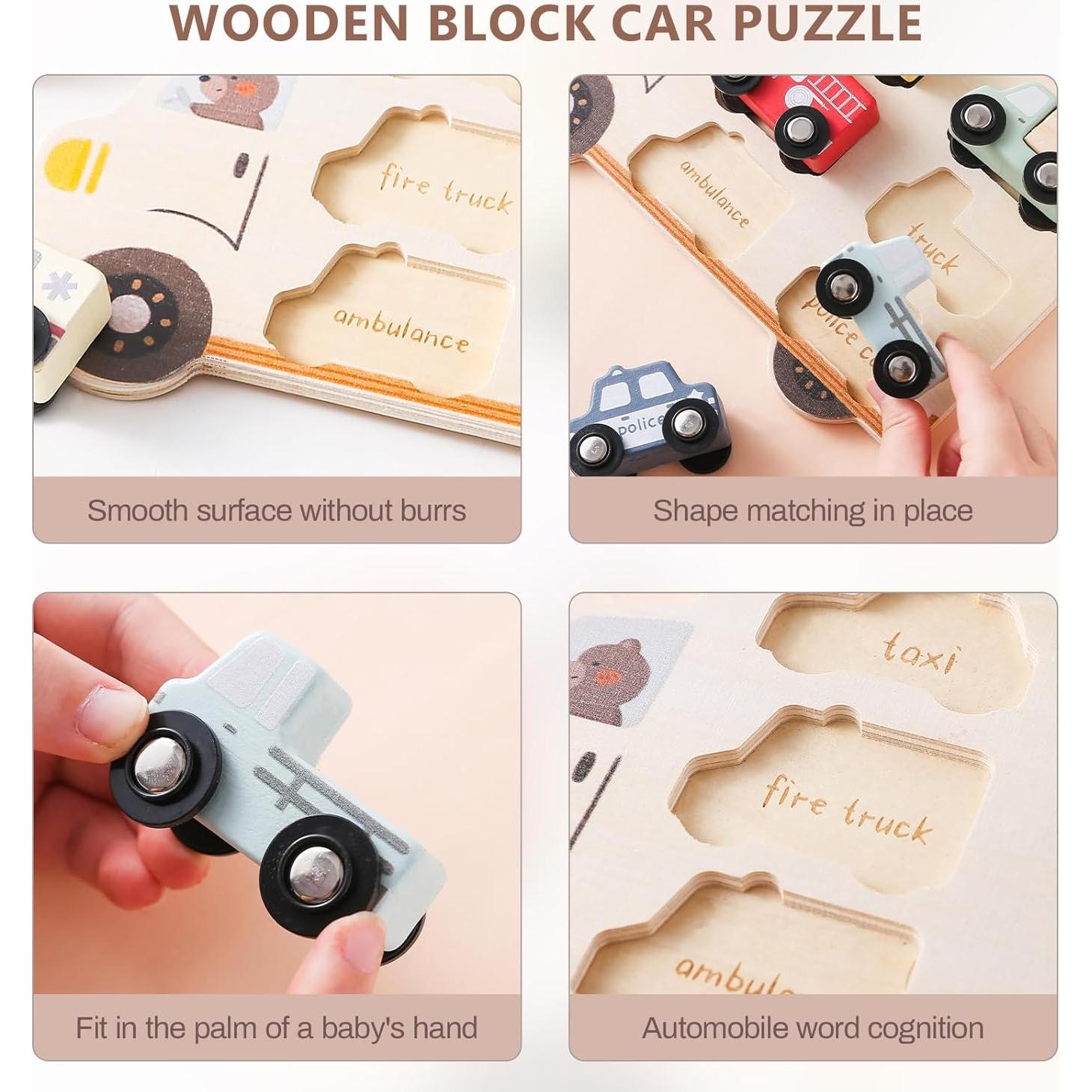 Juego de Vehículos de Madera ibwaae para Niños 1-3 Años