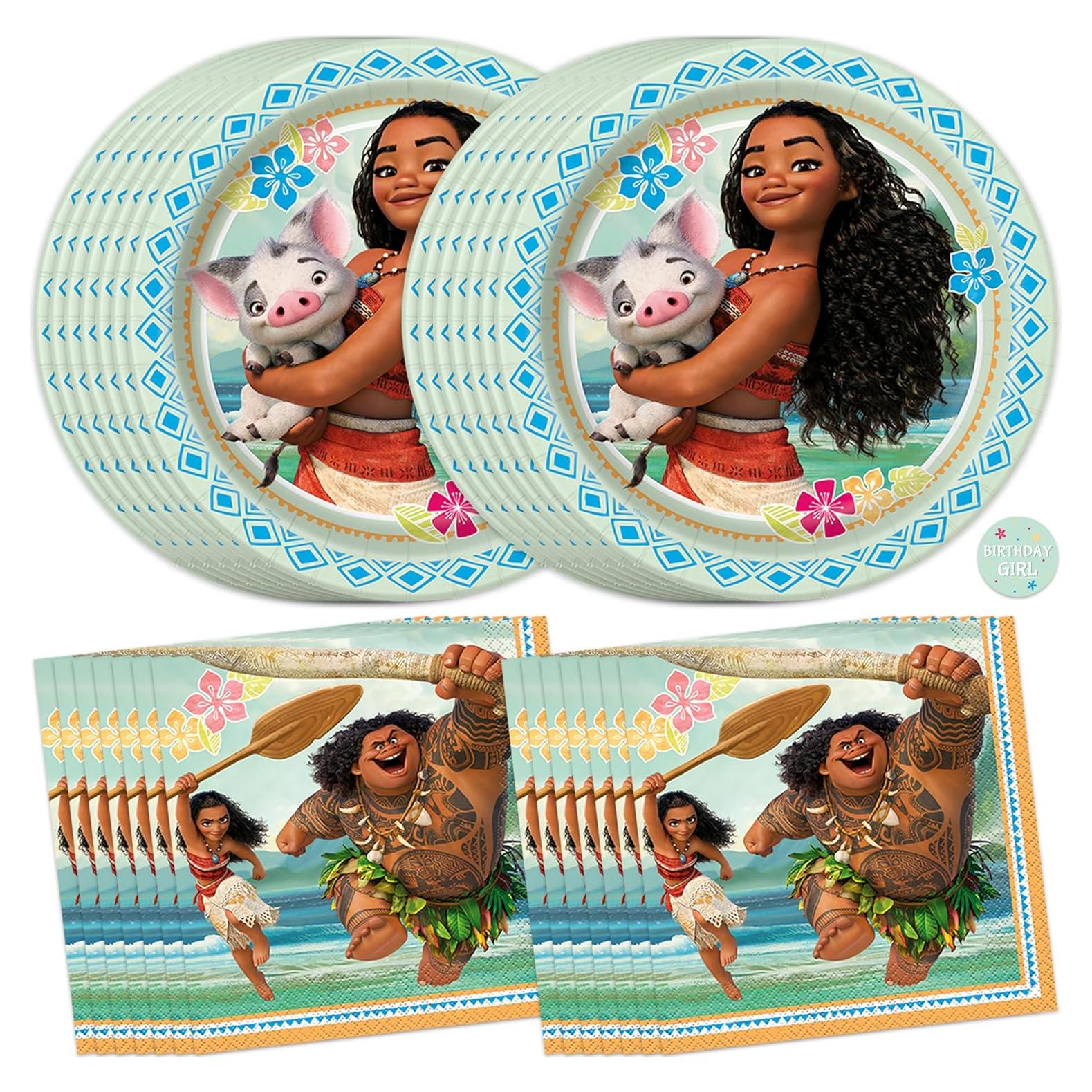 Decoraciones de Cumpleaños Moana | Vajilla para 16 Invitados