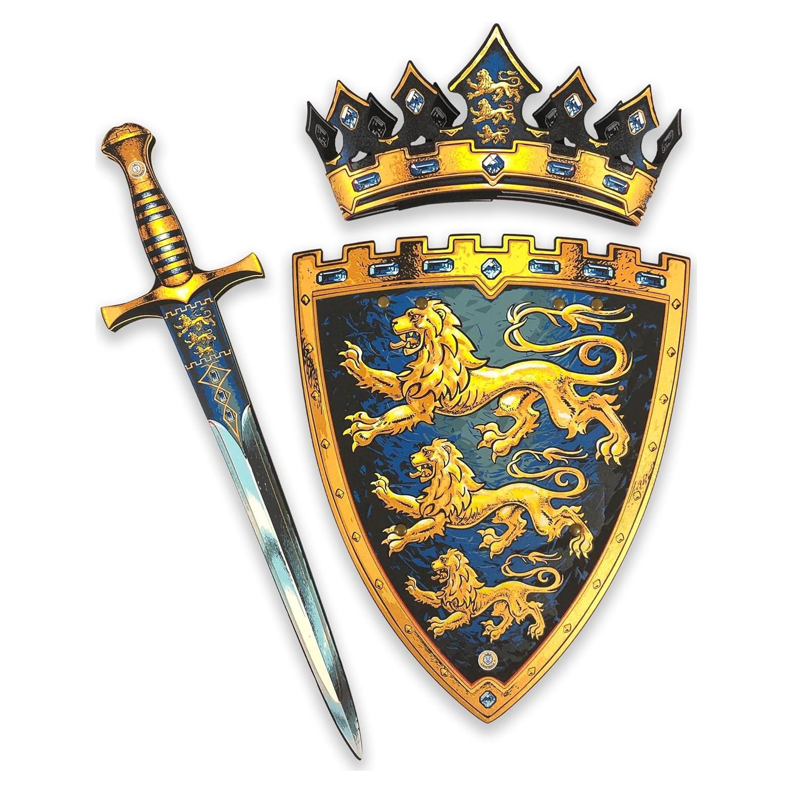 Liontouch Set Espada, Escudo y Corona Triple León - Juguetes Medievales para Niños 3-8 Años