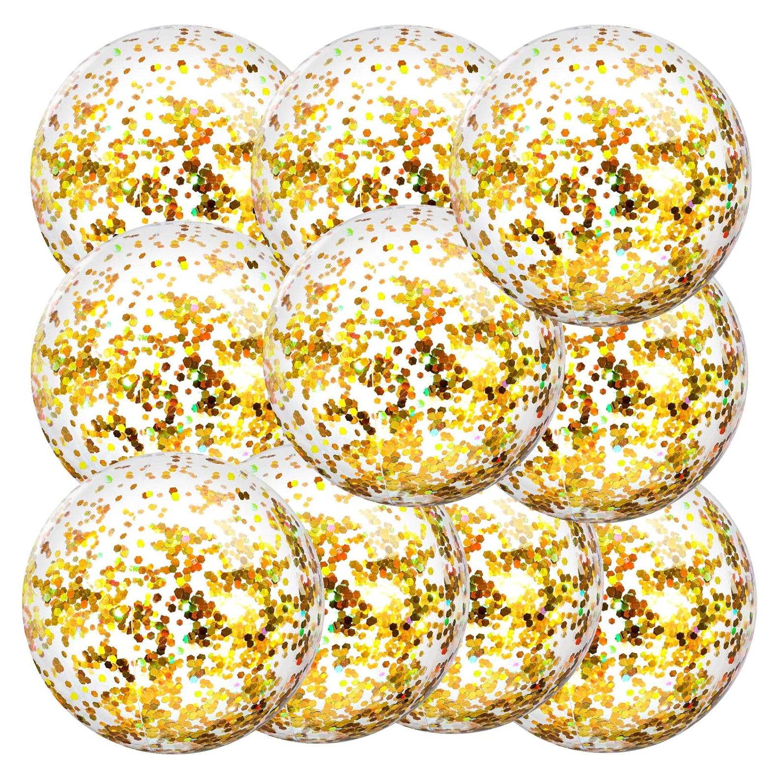 Civaner 10 Pelotas de Playa Inflables Brillantes 40 cm Dorado