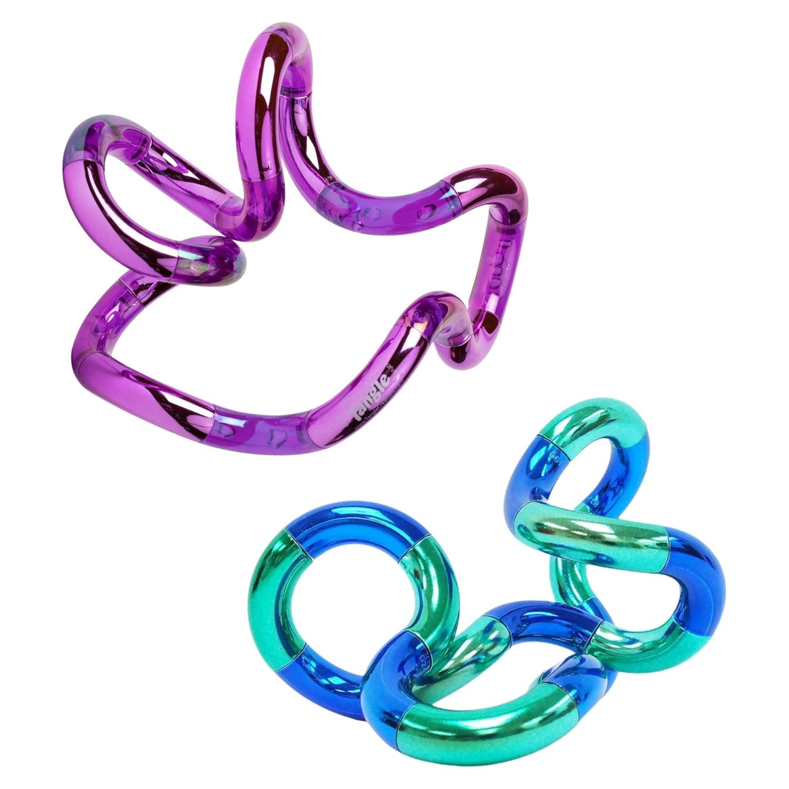 Tangle Palm Metallic 2-Pack Aqua Blue y Plum Purple - Juguete Antiestrés