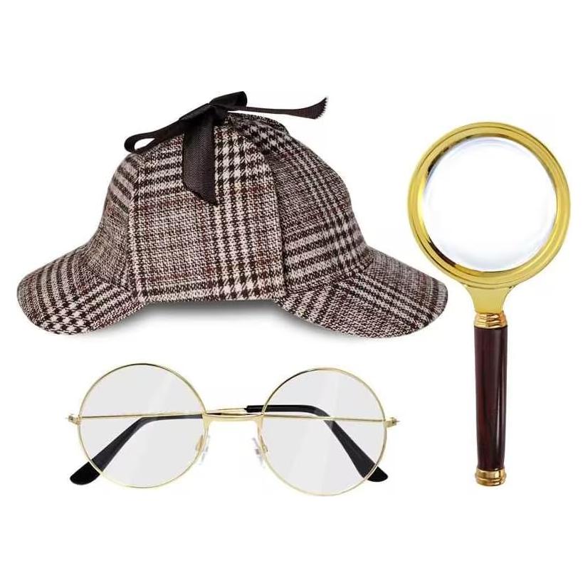 Conjunto de Accesorios de Disfraz de Detective HOVEOX - Sombrero, Lupa y Gafas