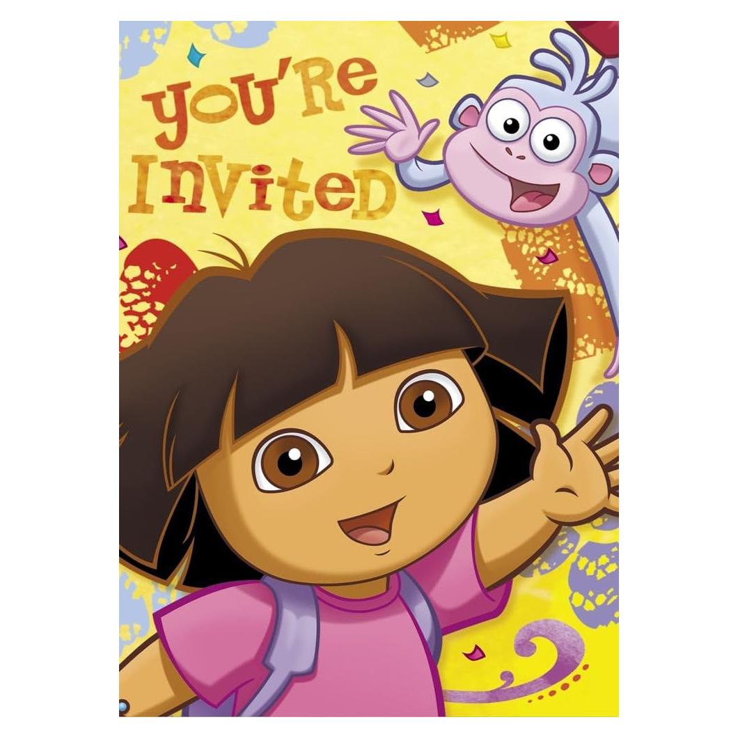 Invitaciones de Fiesta Dora la Exploradora - 8 Pcs 14x10 cm