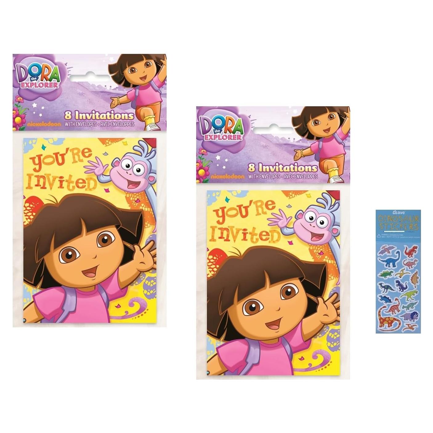 Suministros Fiesta Cumpleaños Dora la Exploradora - 16 Invitaciones