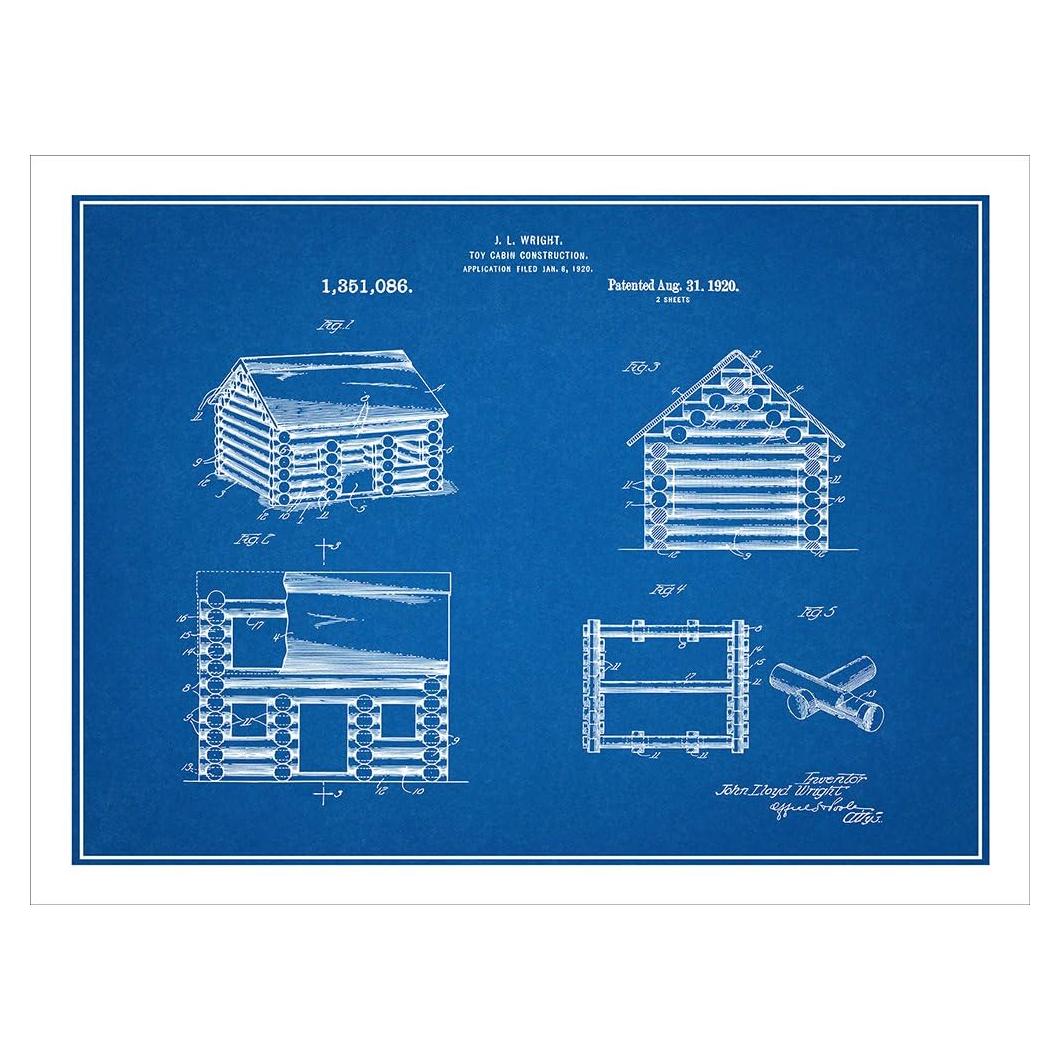 Póster de Arte Patente Lincoln Logs 18x24 Studio 21 Graphix