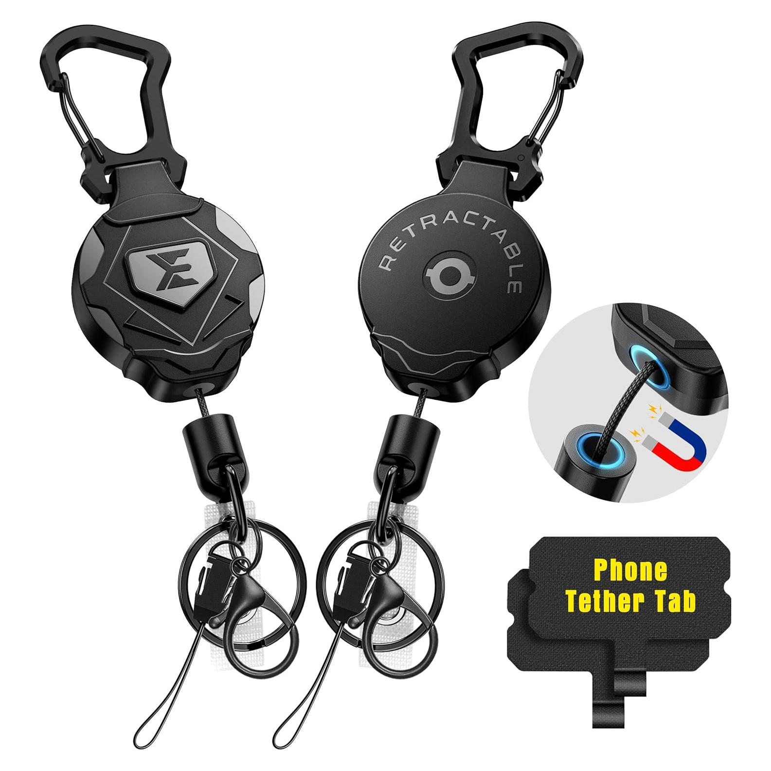 Cadena de Llave Retráctil ELV con Cierre Magnético y Mosquetón