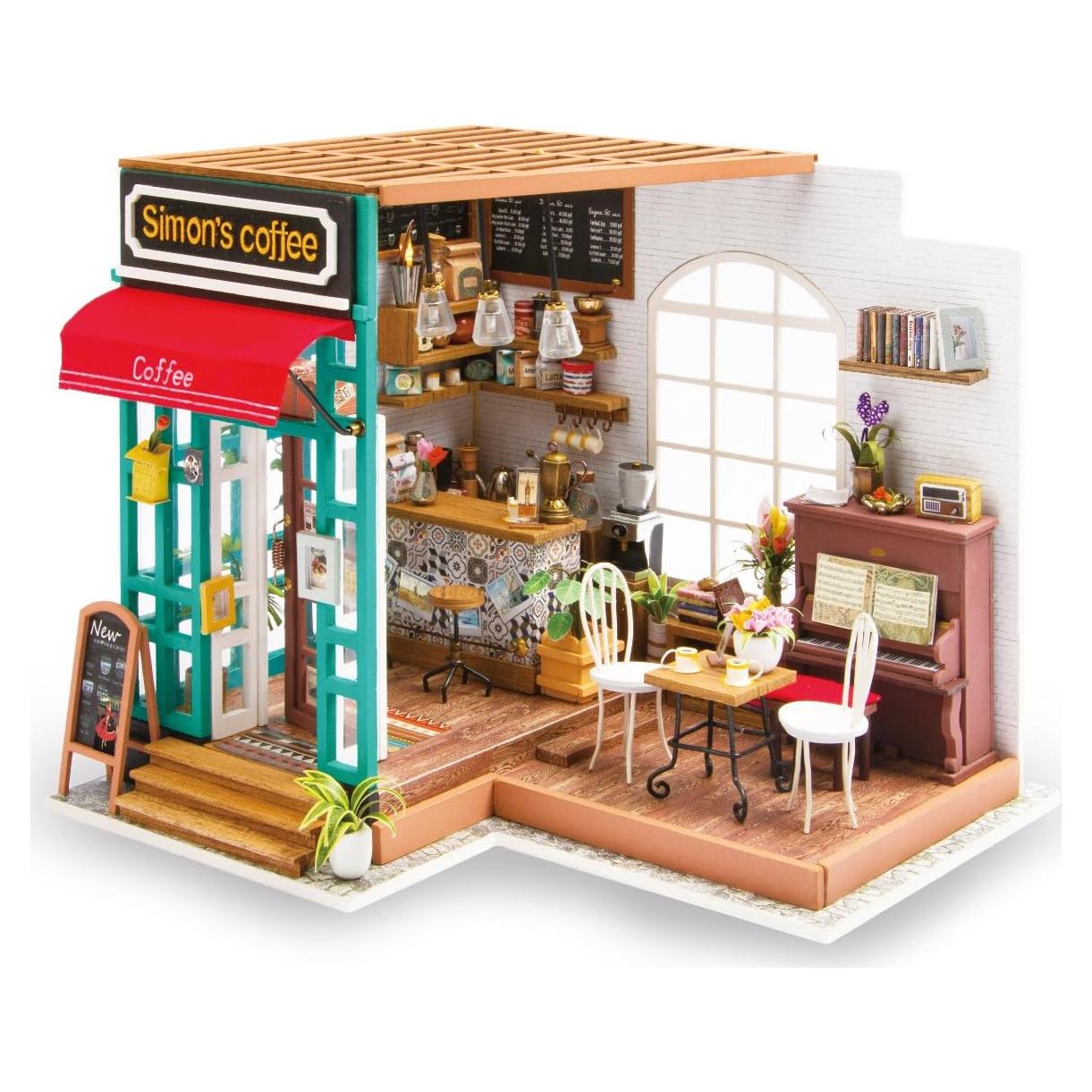 Kit Casa de Muñecas Miniatura DIY Hands Craft - Cafetería Simon 22.6x19.4cm