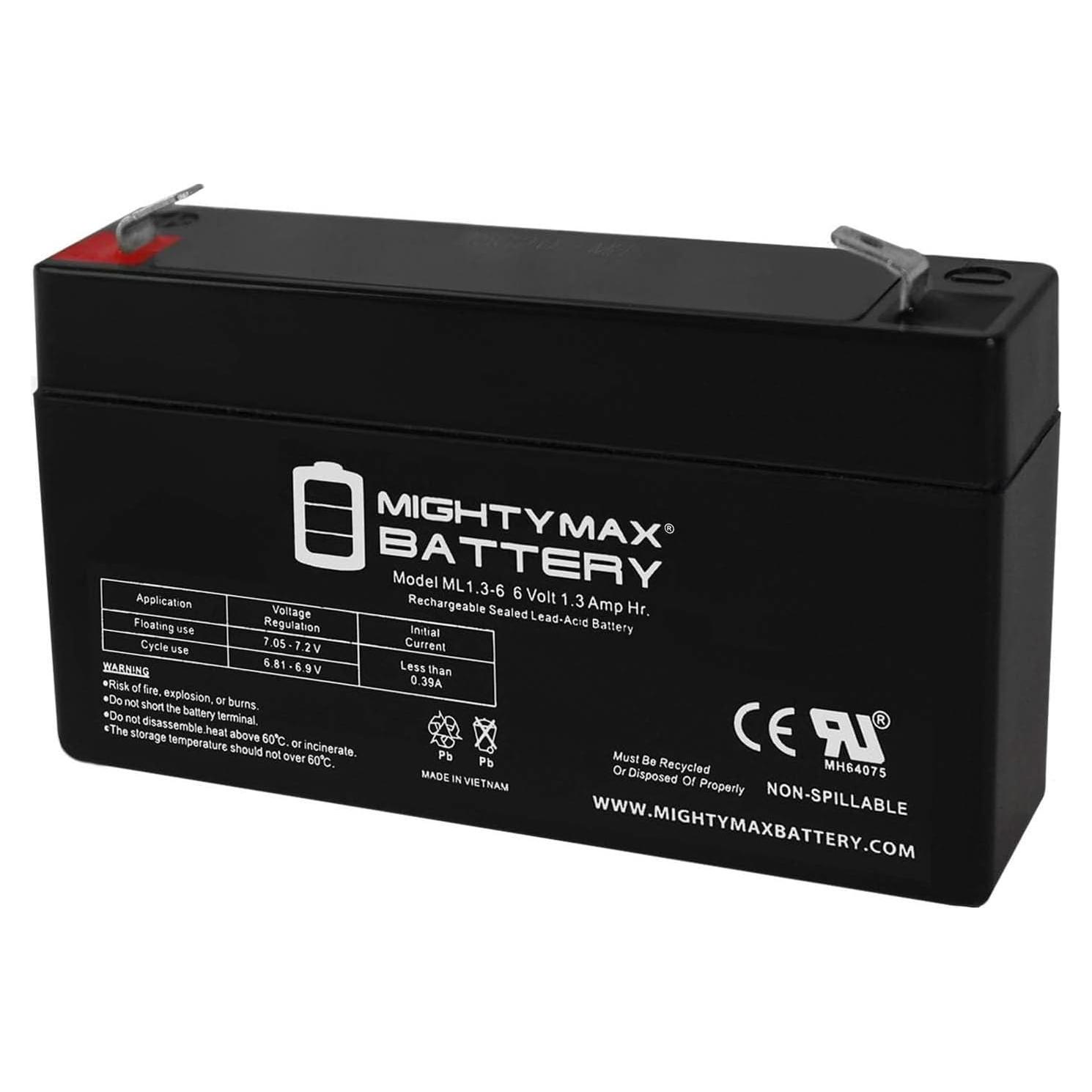 Batería recargable 6V 1.3AH Mighty Max ML1.3-62111