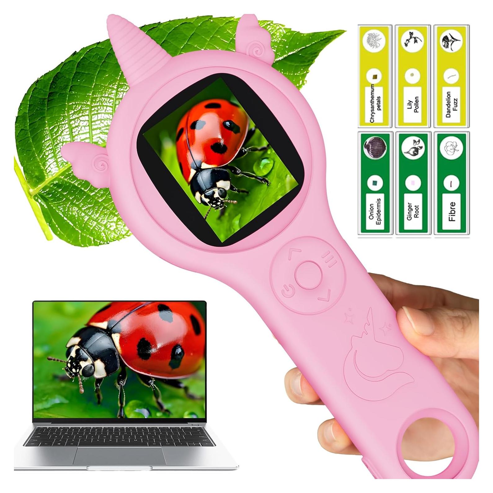 Microscopio Digital para Niños Leersi Jet Rosa 500X 8 LED