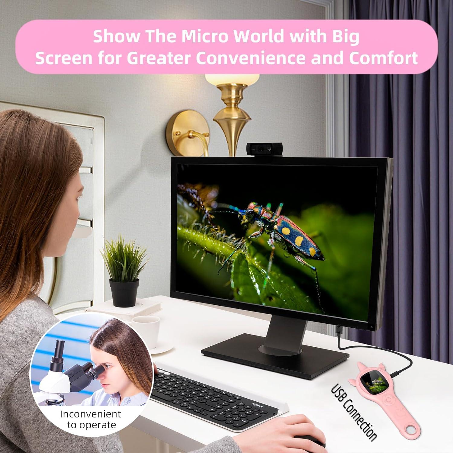 Microscopio Digital para Niños Leersi Jet Rosa 500X 8 LED