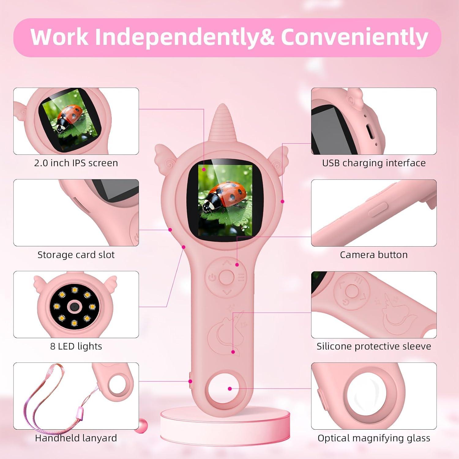 Microscopio Digital para Niños Leersi Jet Rosa 500X 8 LED