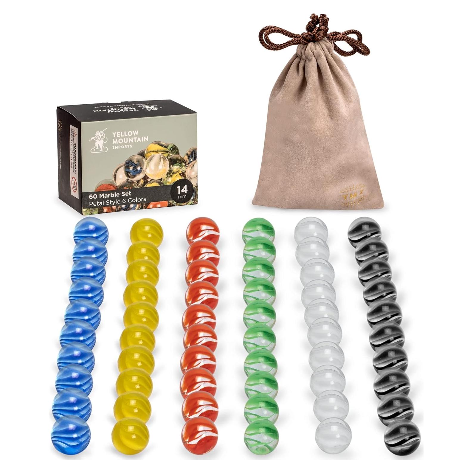 Canicas de Vidrio 60 Piezas 14mm Diseño Pétalo Importaciones Yellow Mountain