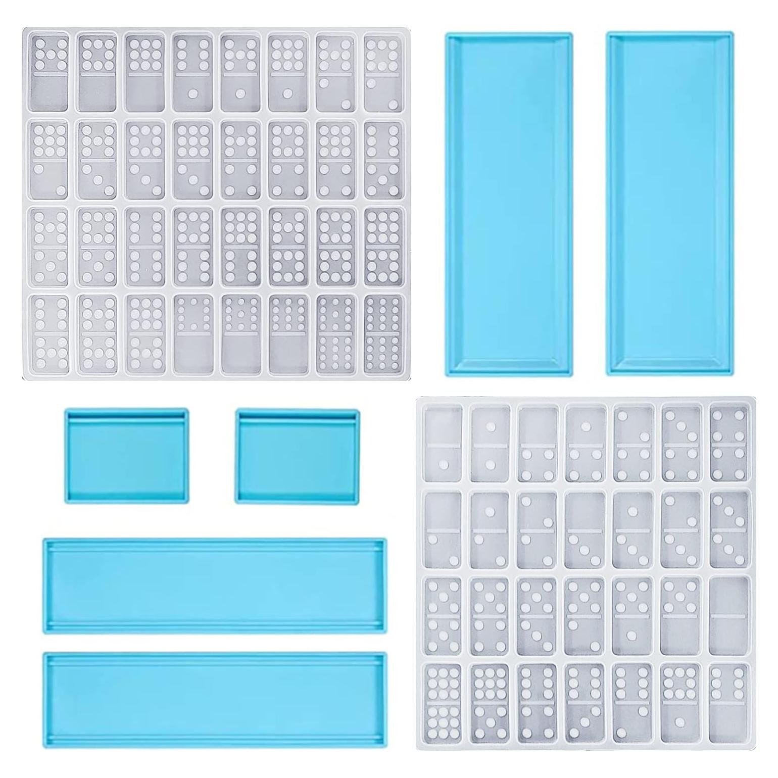 3 Packs Domino Molds and Dominoes Box Molds, CNYMANY 60 Cavities Double 9 Silicone Epoxy Resin Casting Jumbo Mold Clay Mold Storage Box Mold for DIY Pendant Jewelry Crafts Making Tool
