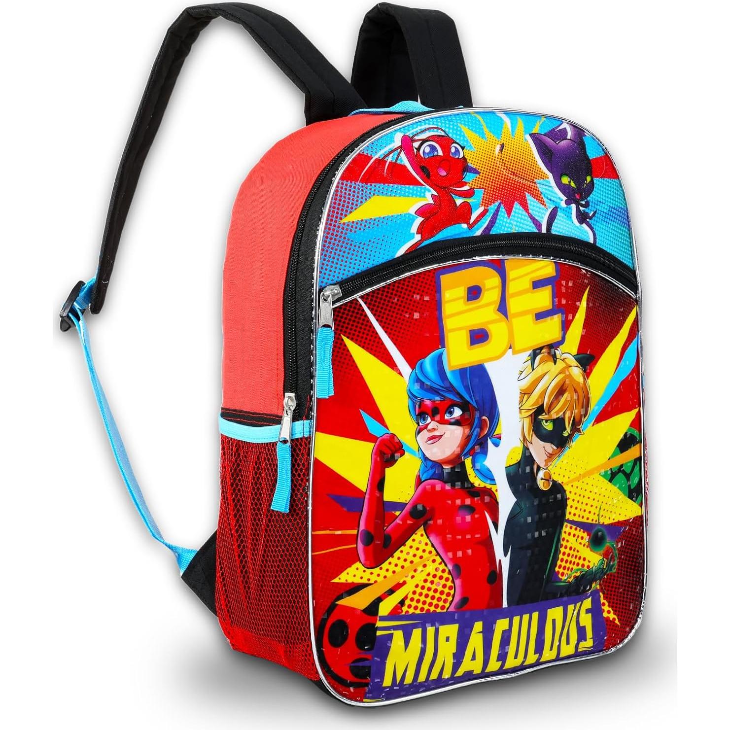 Mochila Miraculous Ladybug 40.64 cm + Stickers - Suministros Escolares