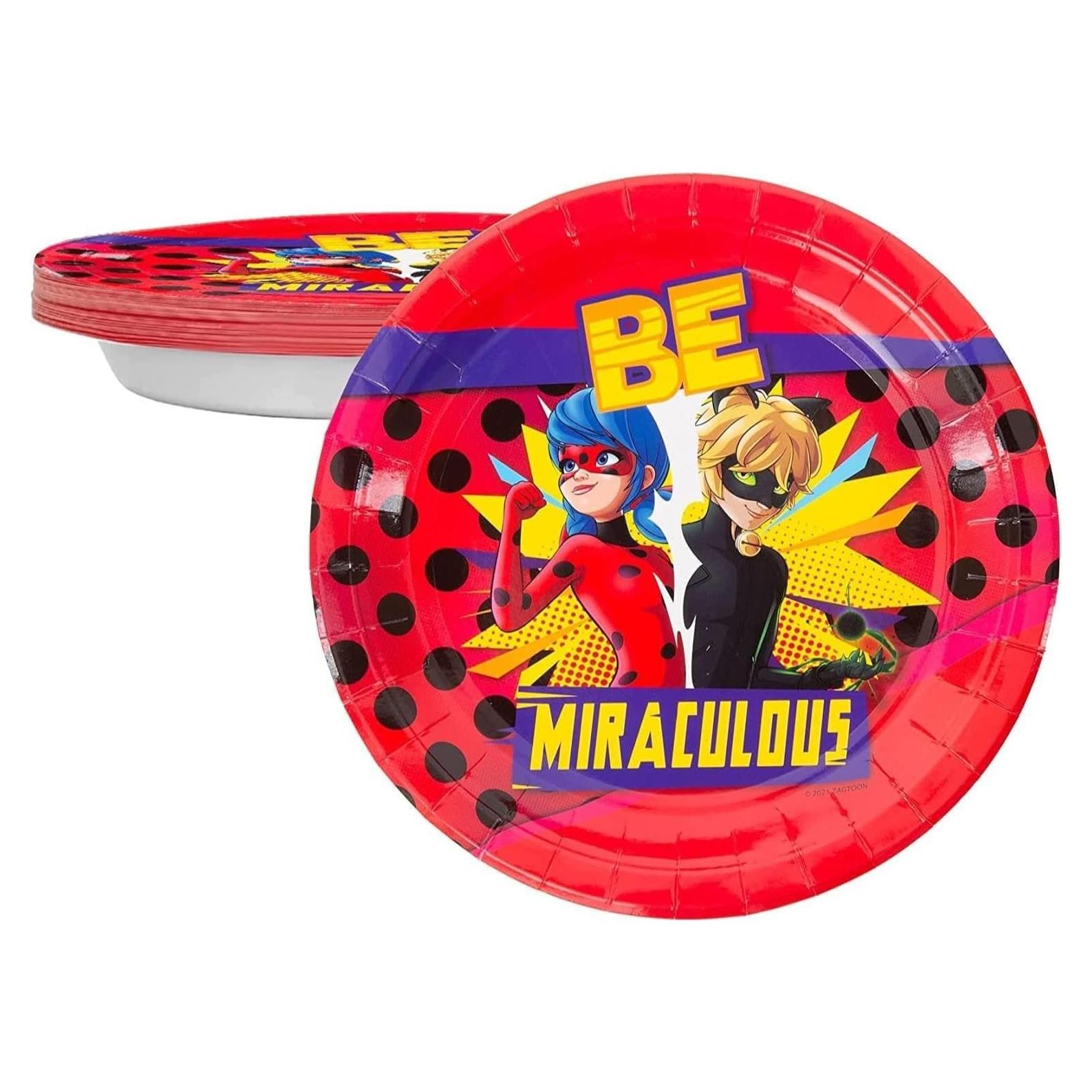 Juego de Platos de Papel Miraculous Ladybug - 20 Platos - Fiesta Cumpleaños