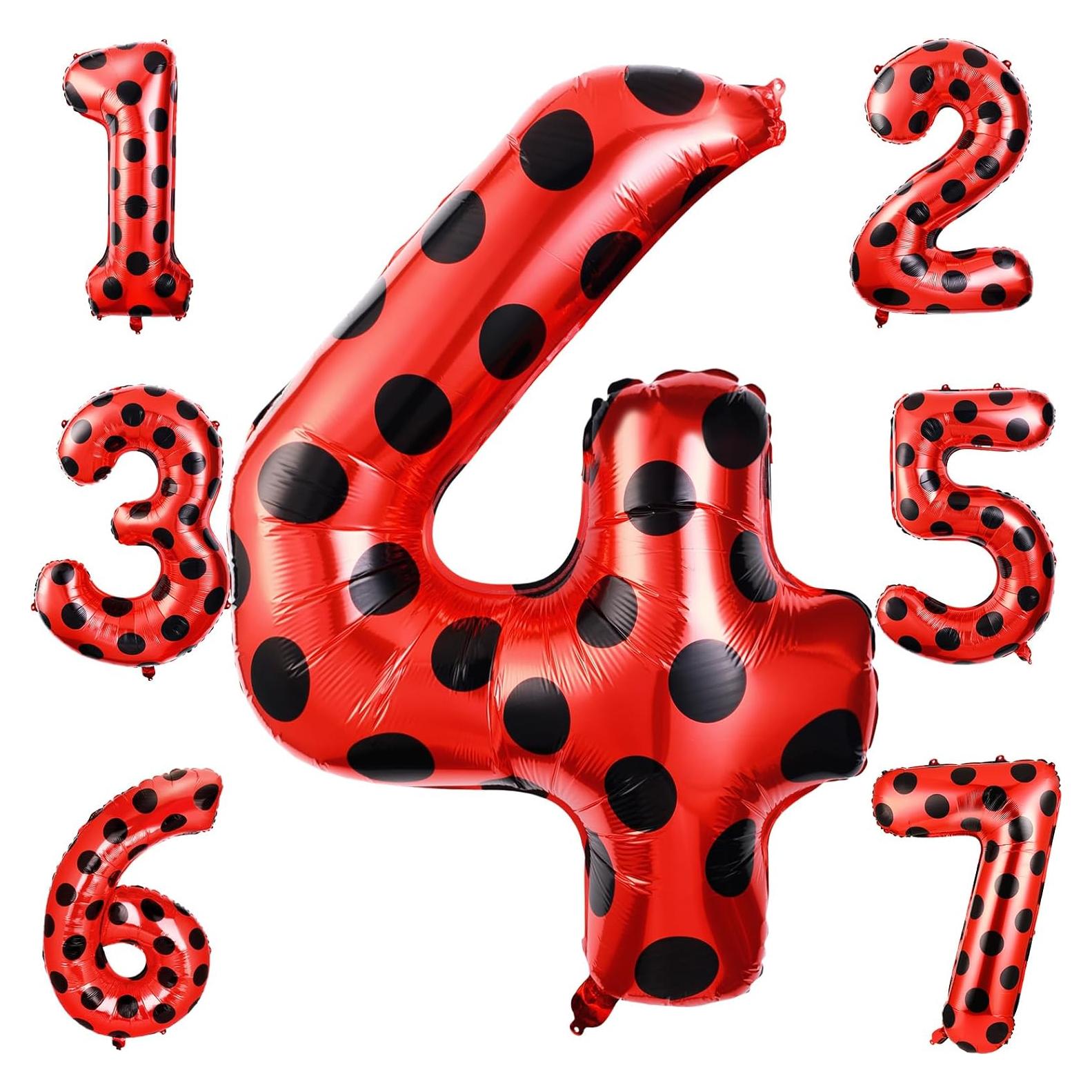 Globo Número 4 Mariquita 101.6 cm Decoración Cumpleaños