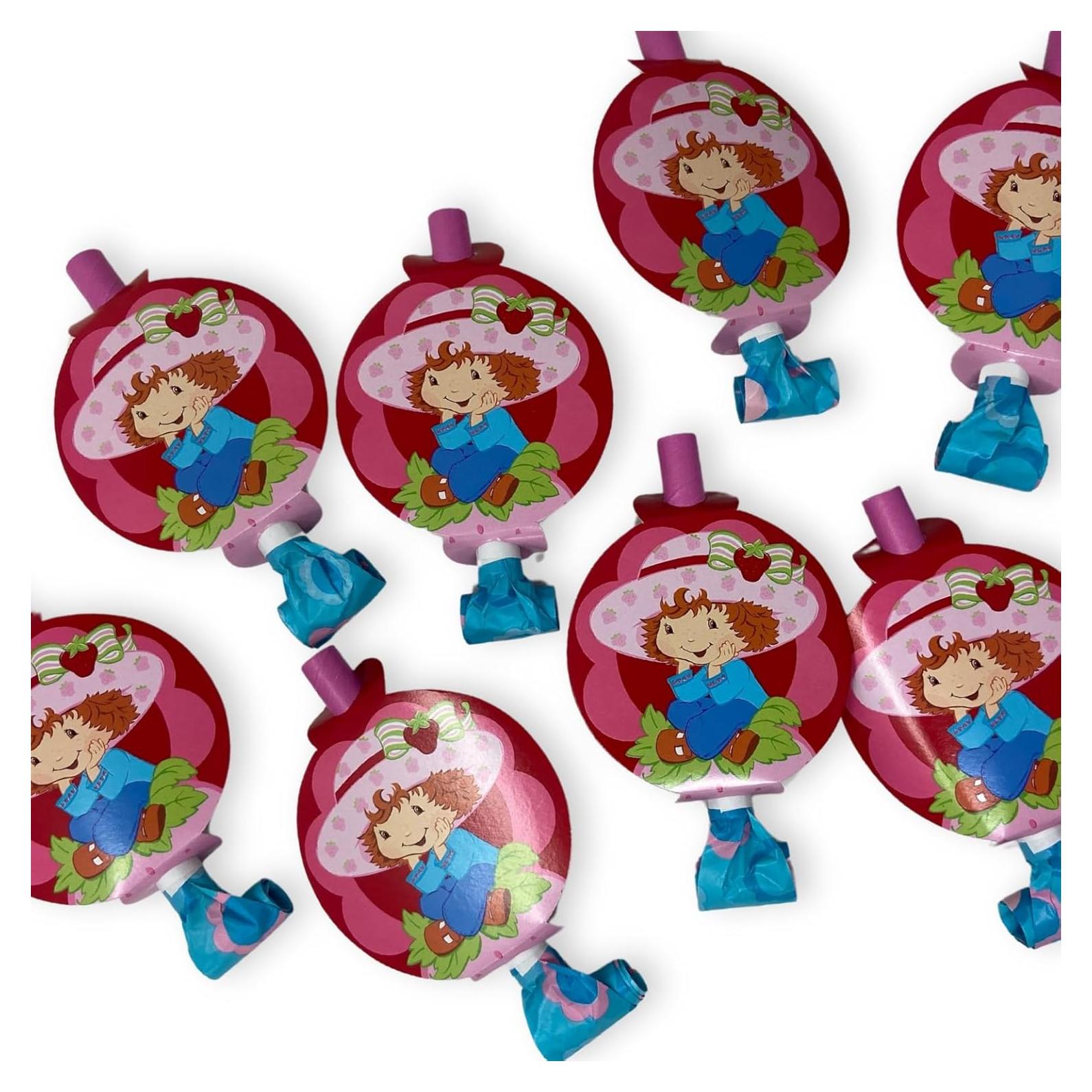 Silbatos de Fiesta de Pastel de Fresa - Paquete de 8 Unidades