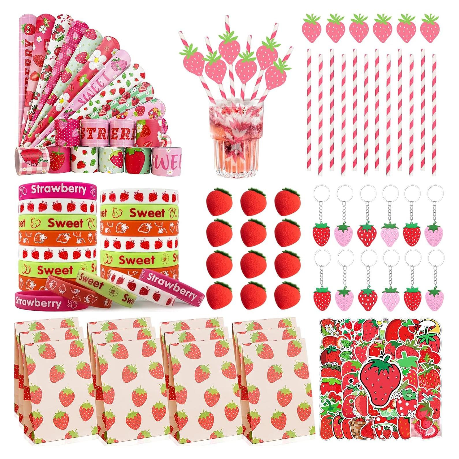 Conjunto de Suministros de Fiesta de Fresa 122 Piezas VAMWOGO