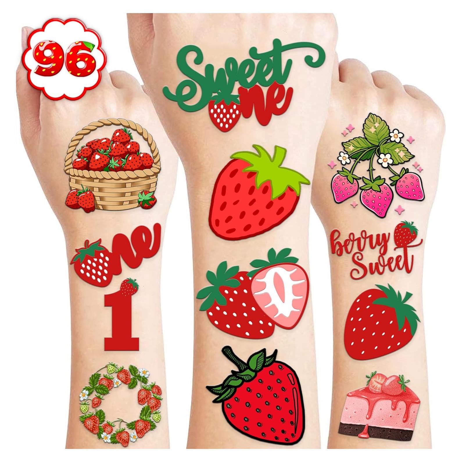 Tatuajes Temporales de Fresa Genérico 96PCS para Fiesta
