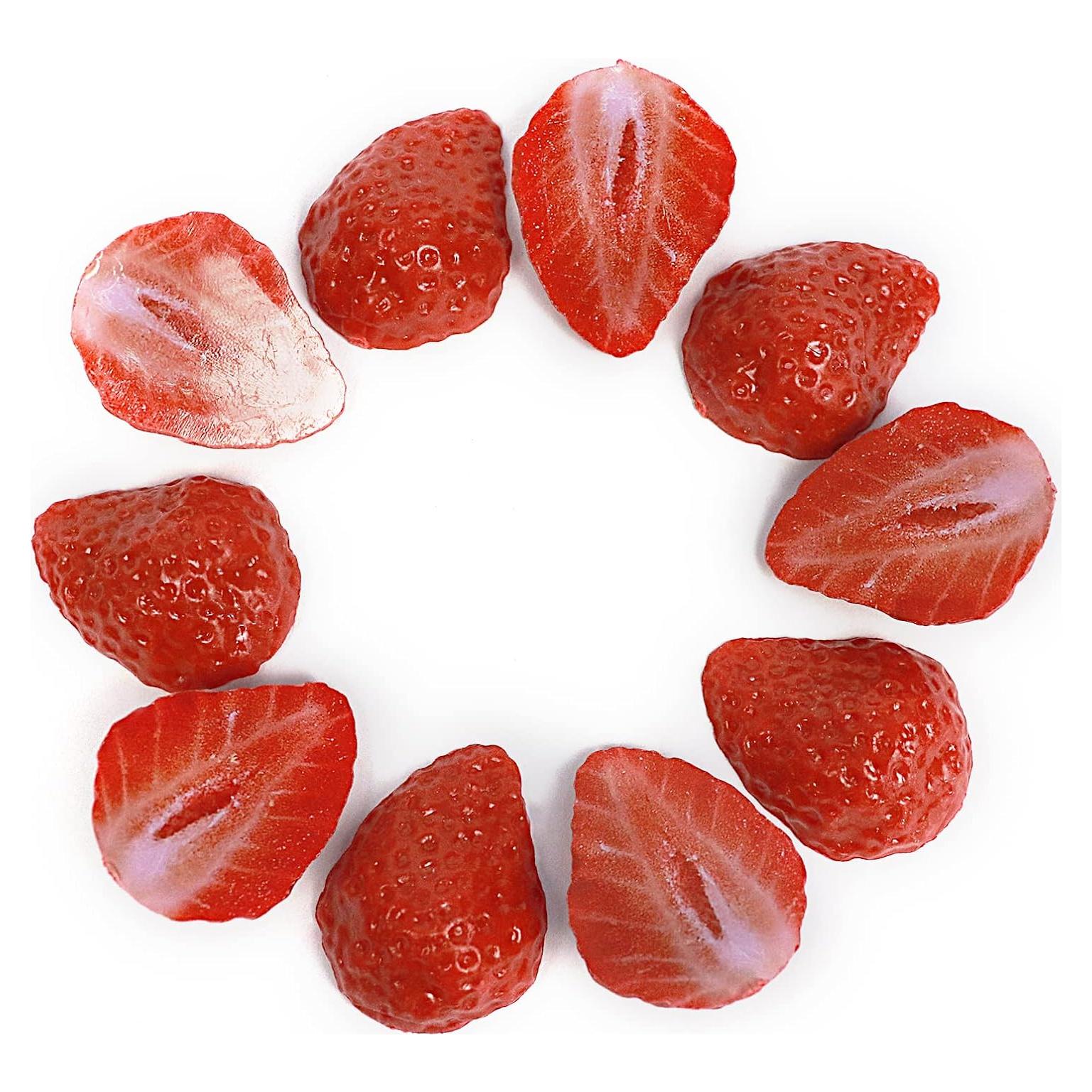 Bloques de Fresa Artificial FKYzixeh - 10 Pcs Decoración Realista