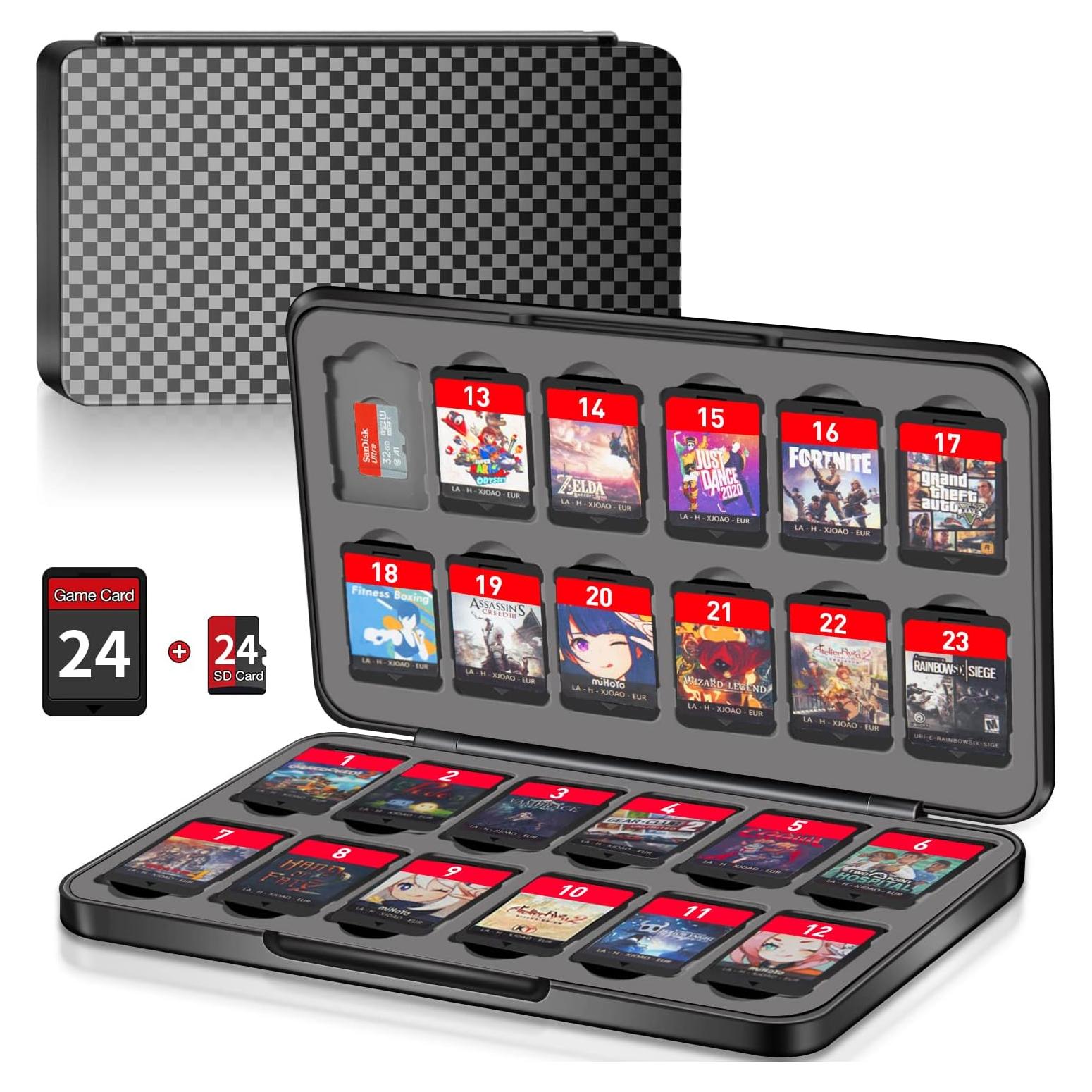 Soporte para Juegos de Switch MOSAHOLL con 24 Ranuras y Cierre Magnético