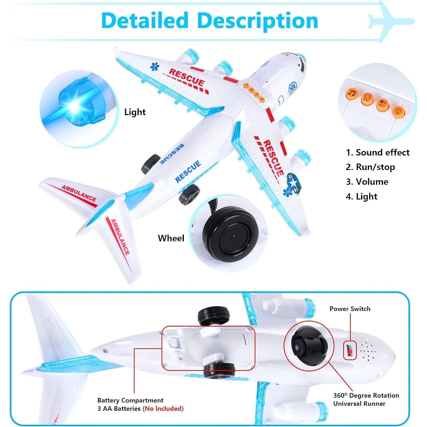 Avión Control Remoto ELEOPTION con Luces y Música 24x12 cm