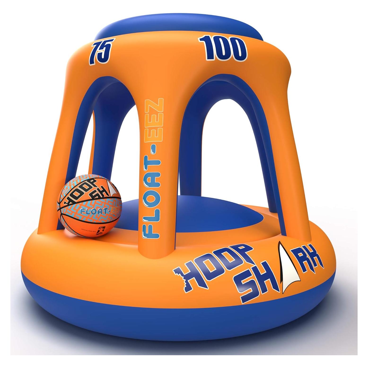 Juego de Aro de Baloncesto Inflable Hoop Shark - Naranja/Azul - Para Piscina