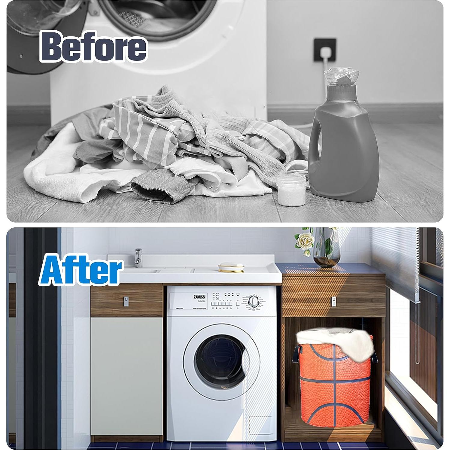 Cesta de Lavandería Plegable NUTAINLA 50L Textura Baloncesto