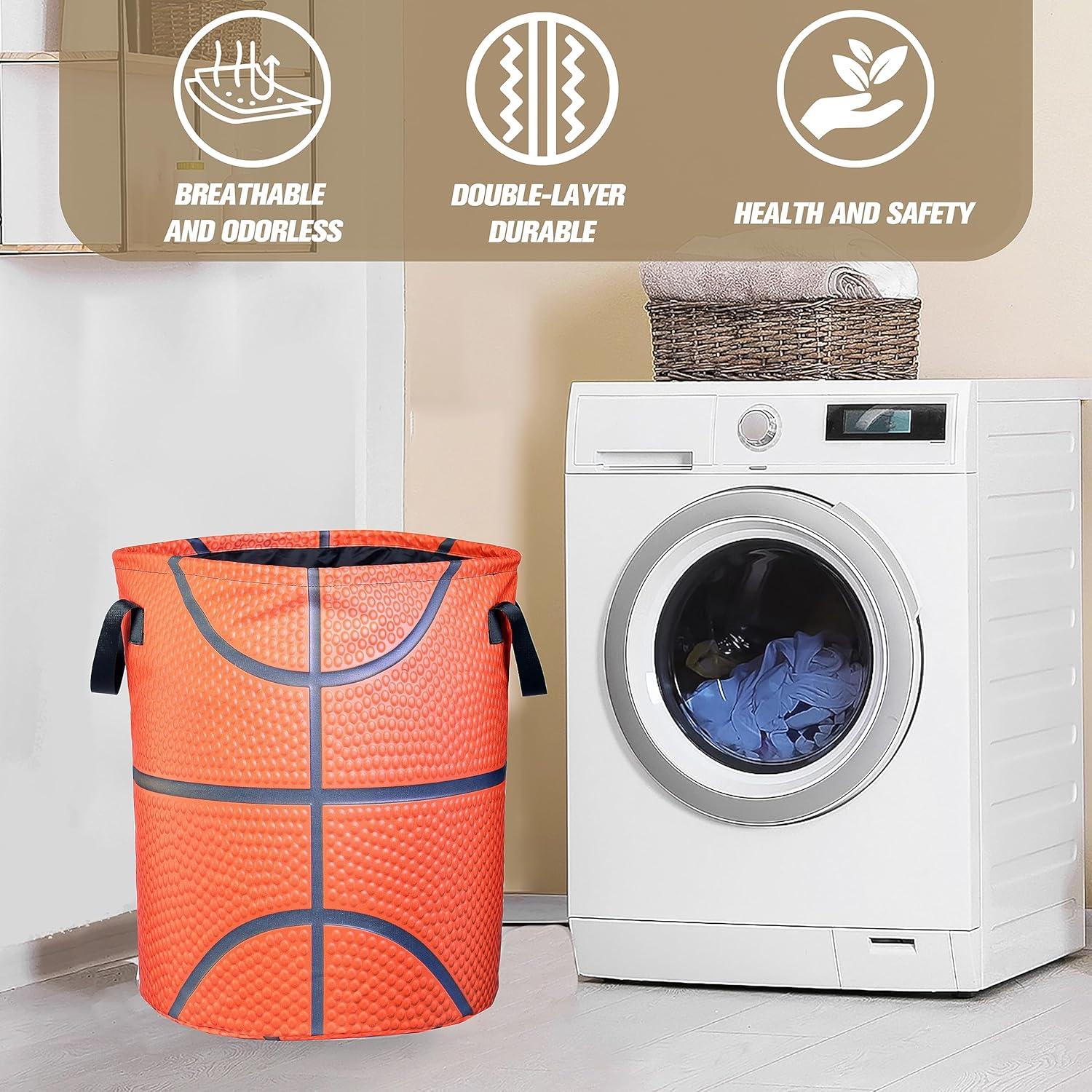 Cesta de Lavandería Plegable NUTAINLA 50L Textura Baloncesto