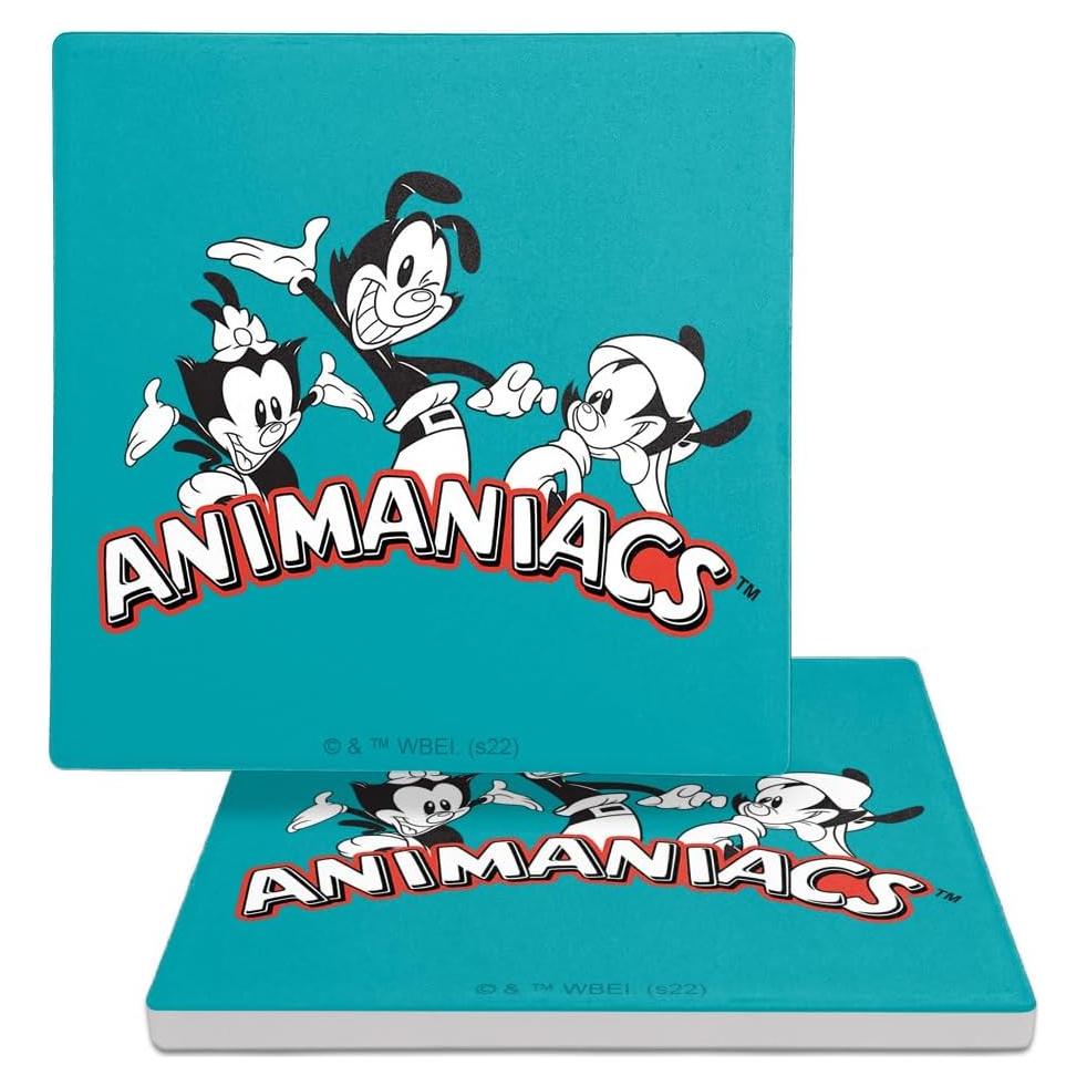 Set de 2 Posavasos Cerámica Animaniacs 9.9 cm con Base de Corcho
