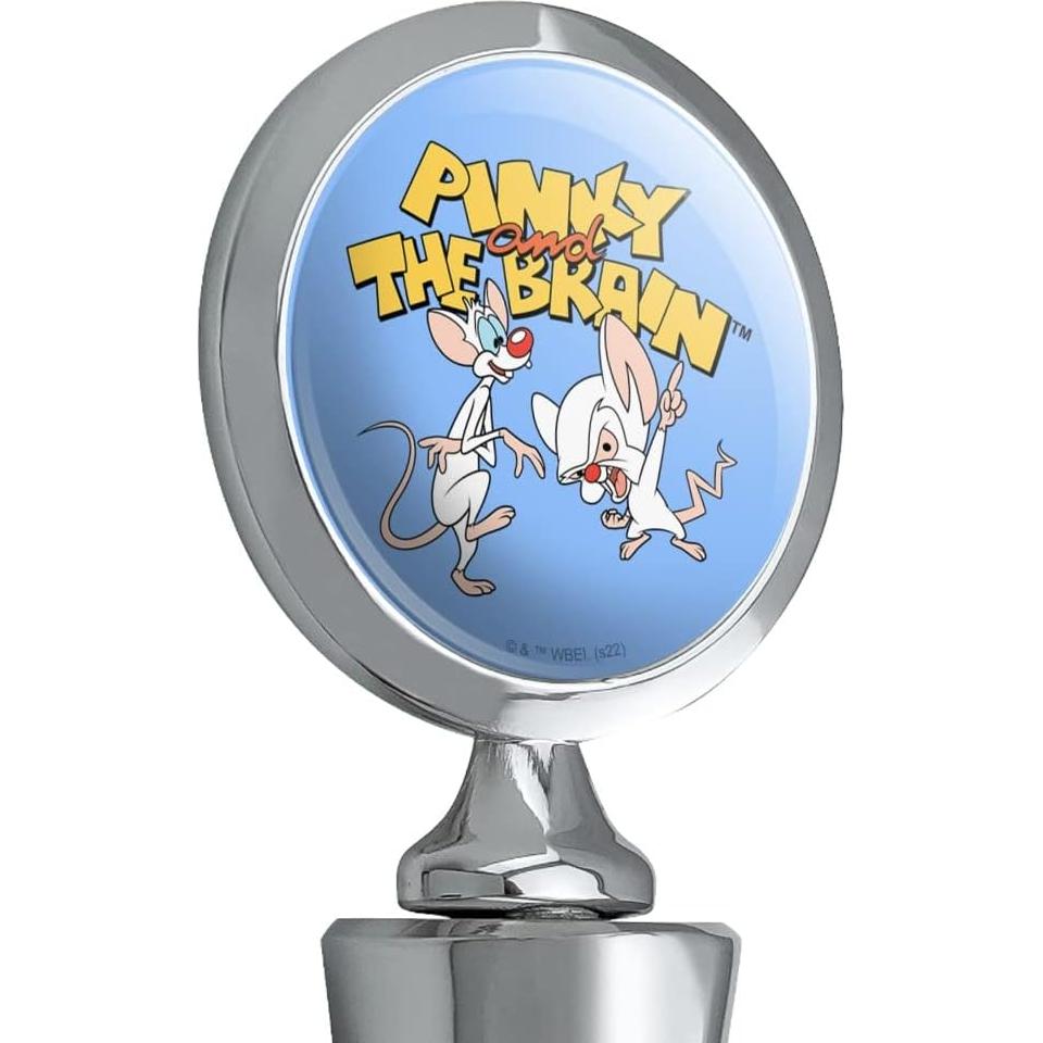 Tapón de Botella de Vino Pinky y el Cerebro - Metal Cromado