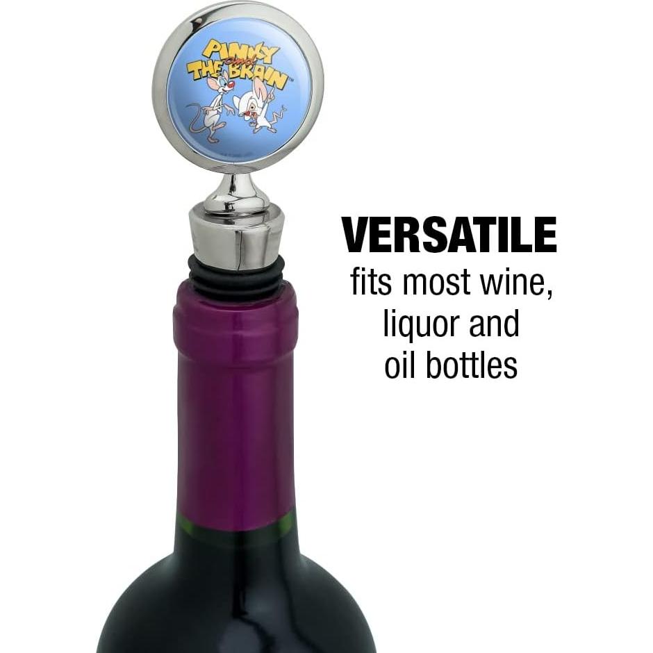 Tapón de Botella de Vino Pinky y el Cerebro - Metal Cromado