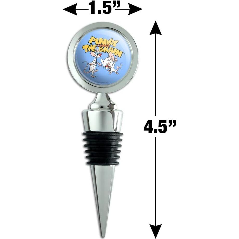 Tapón de Botella de Vino Pinky y el Cerebro - Metal Cromado