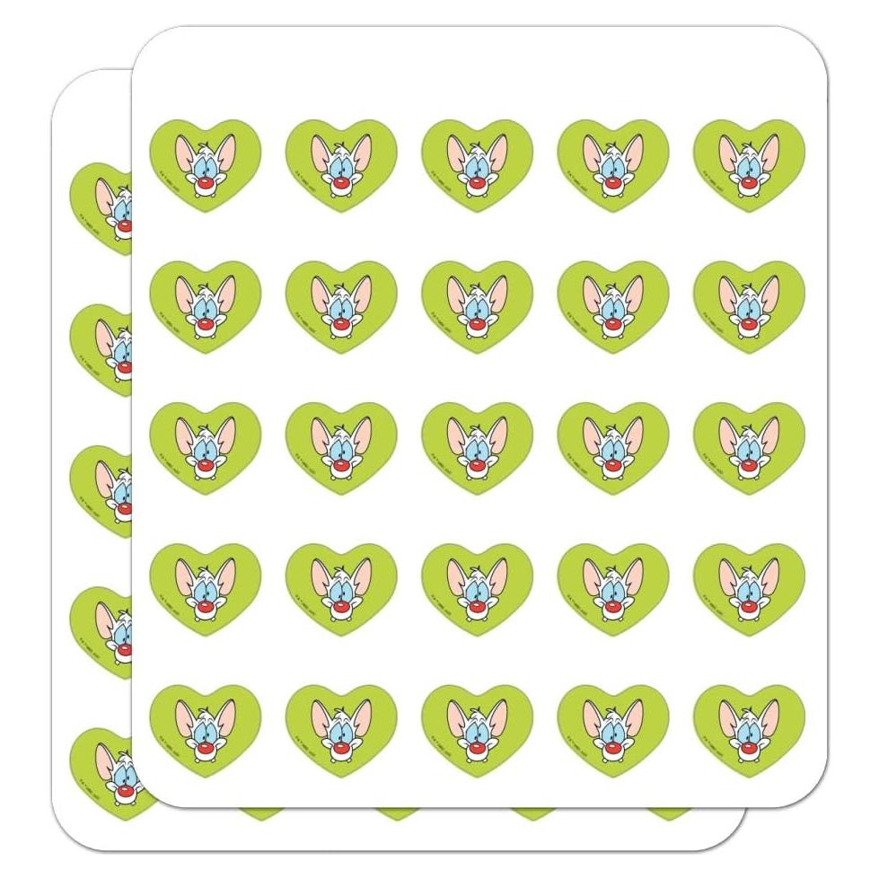 Pegatinas Corazón Pinky y El Cerebro - 50 Unidades Mate