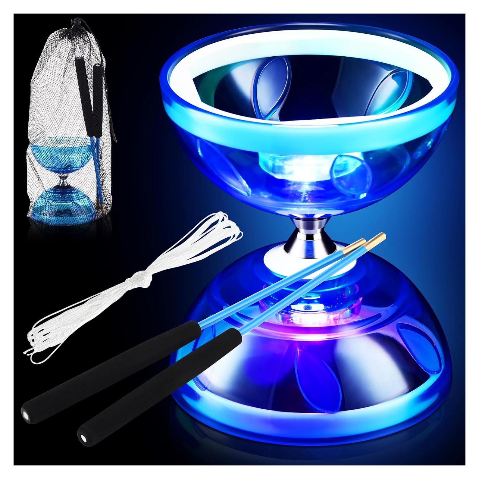 Juego de Diábolo Chino Simgoing LED Azul con Palos y Bolsa