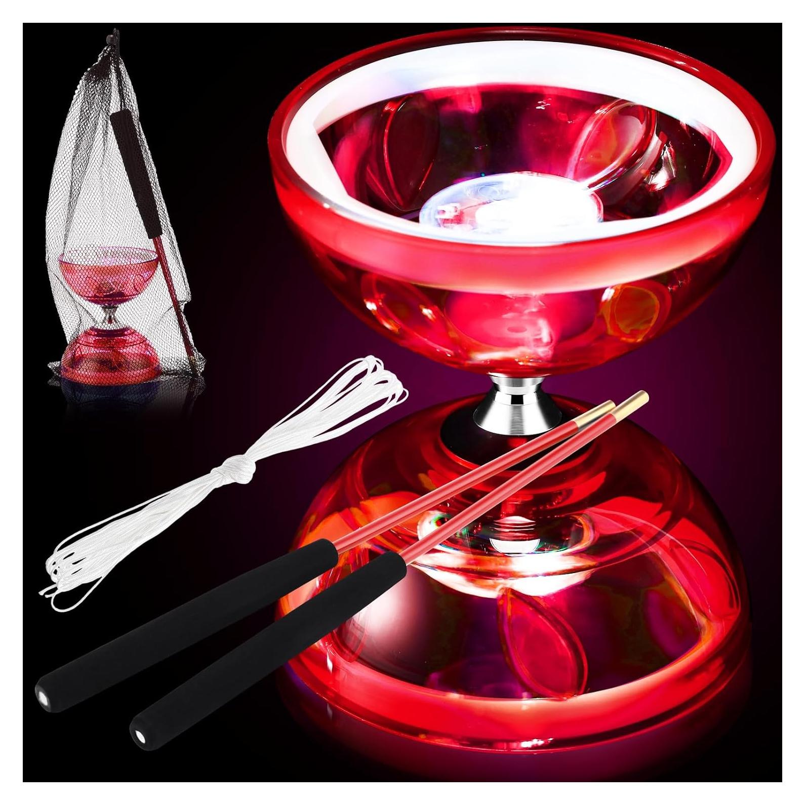 Juego de Diabolo LED Simgoing Rojo con Varitas y Cuerda