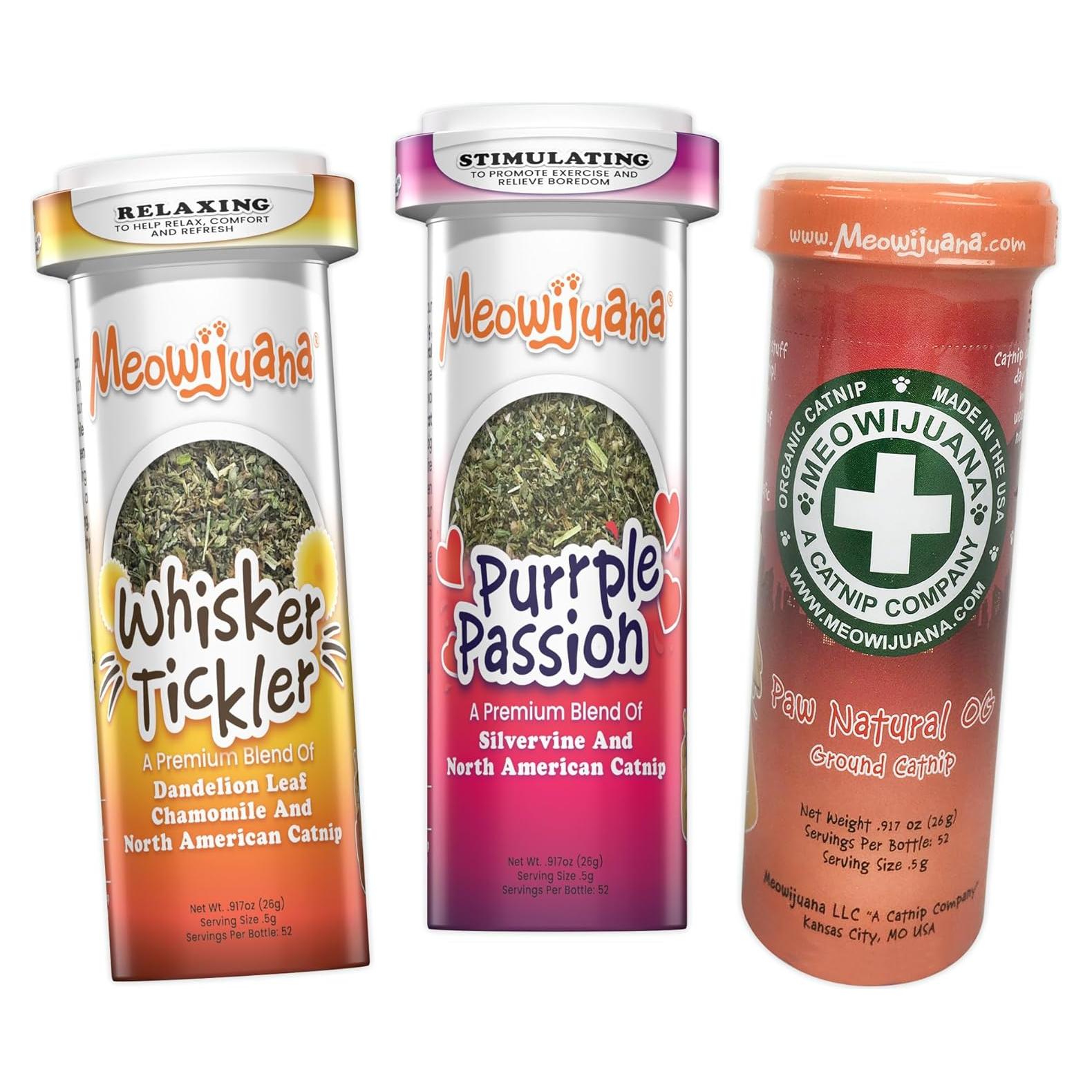 Paquete de 3 Botellas de Catnip Meowijuana - Alta Potencia