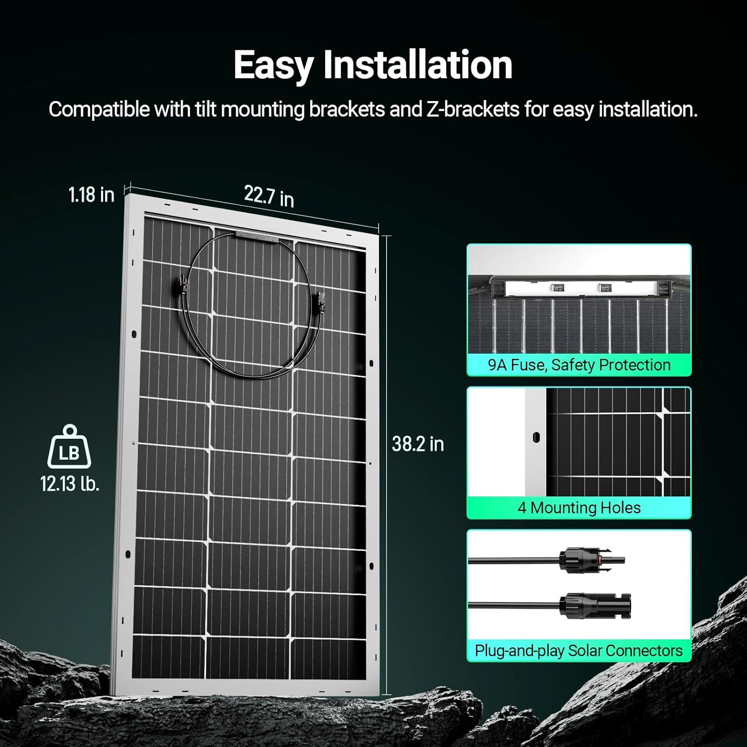Panel Solar Bifacial HQST 100W 12V Alta Eficiencia 25%
