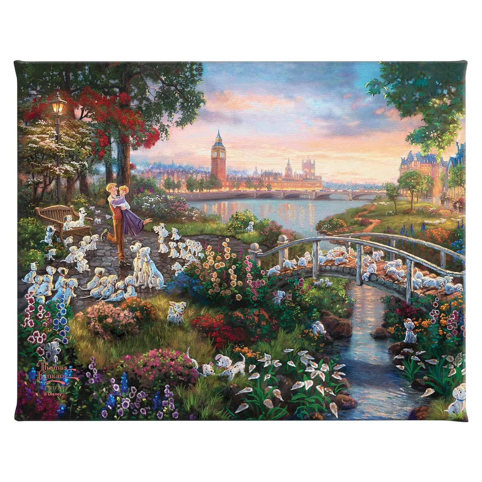 Arte en Lienzo Enmarcado Thomas Kinkade 101 Dálmatas 25.4x20.3cm