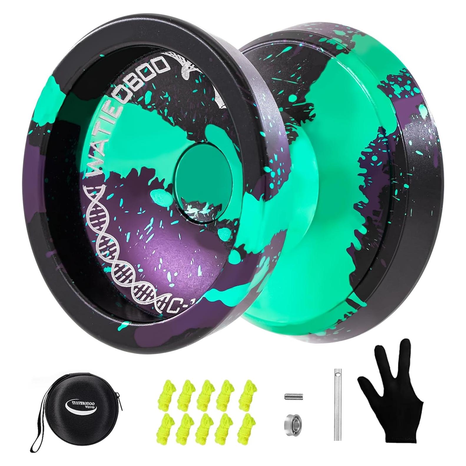 Yoyo Profesional WATIEOBOO para Niños y Adultos - Negro Verde Púrpura